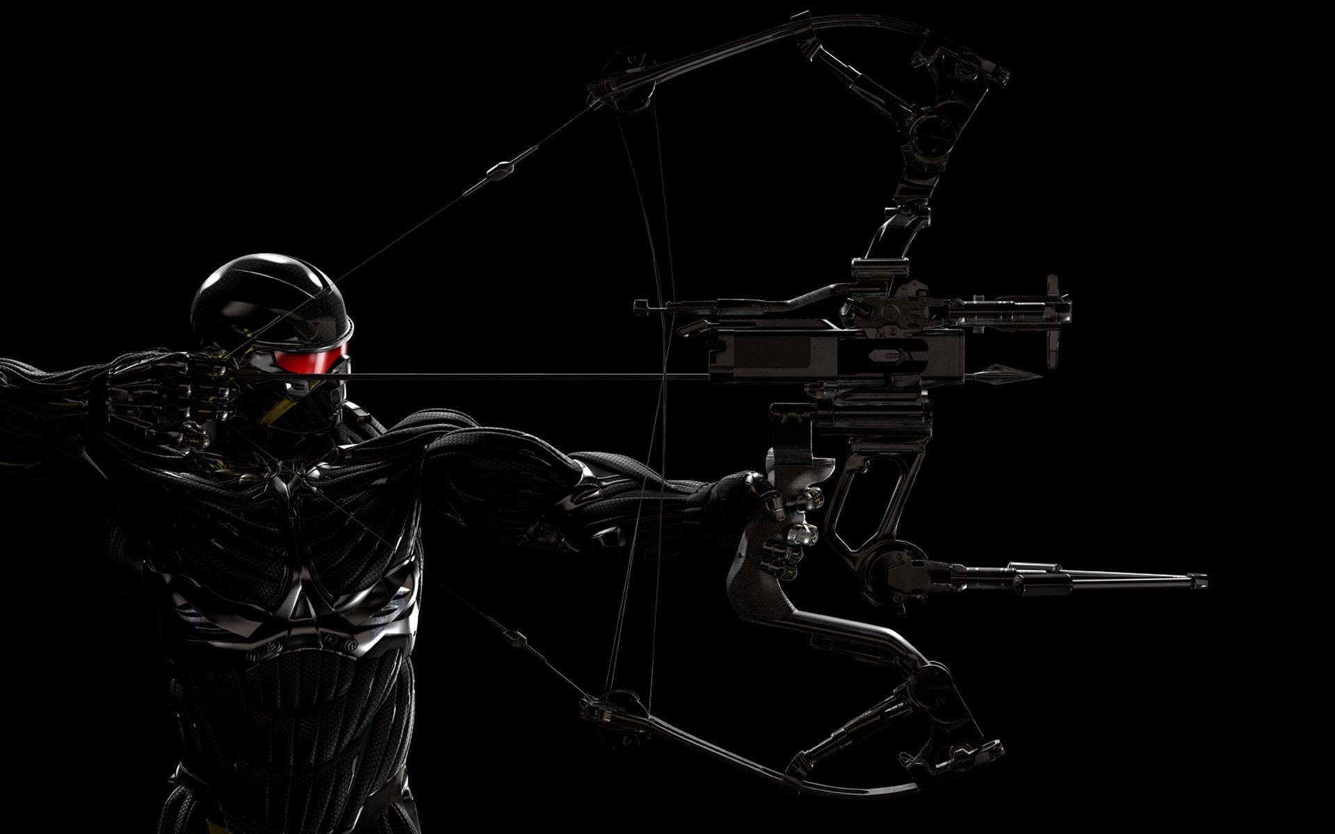 bow, rifle, 1080P, protection, army soldier, suit of armor, gun, aggression, security, machine gun, video games, Crysis 3, aiming, Crysis, helmet, standing, HD Wallpaper