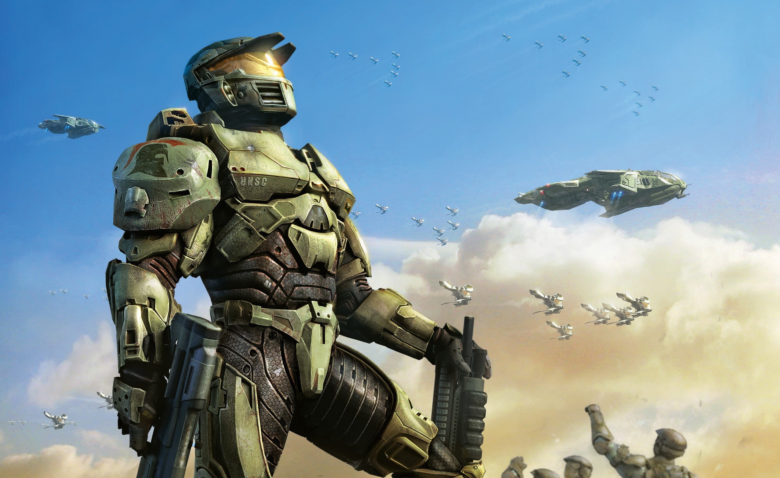 bird, cloud - sky, vertebrate, animals in the wild, human representation, day, art and craft, sculpture, 2K, Halo, Master Chief, government, sky, no people, HD Wallpaper