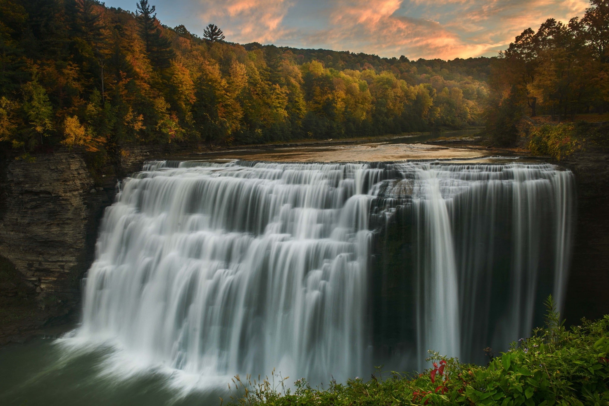 waterfall, stream, river, 1080P, forest, HD Wallpaper