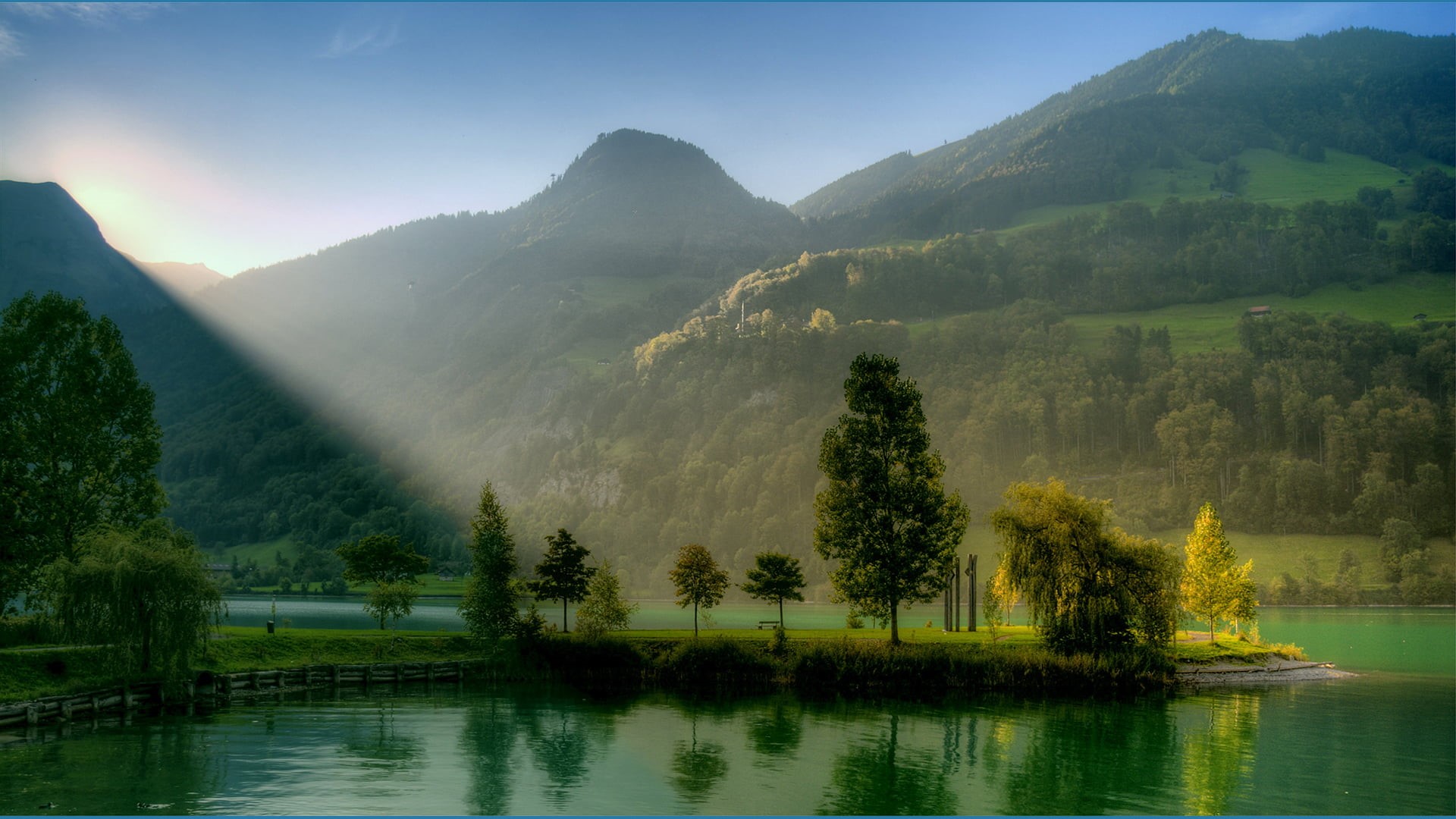 mountain range, lake, outdoors, summer, range, shore, stream, tranquility, mountain, geological formation, tourism, landscape, travel, park, rocks, forest, HD Wallpaper