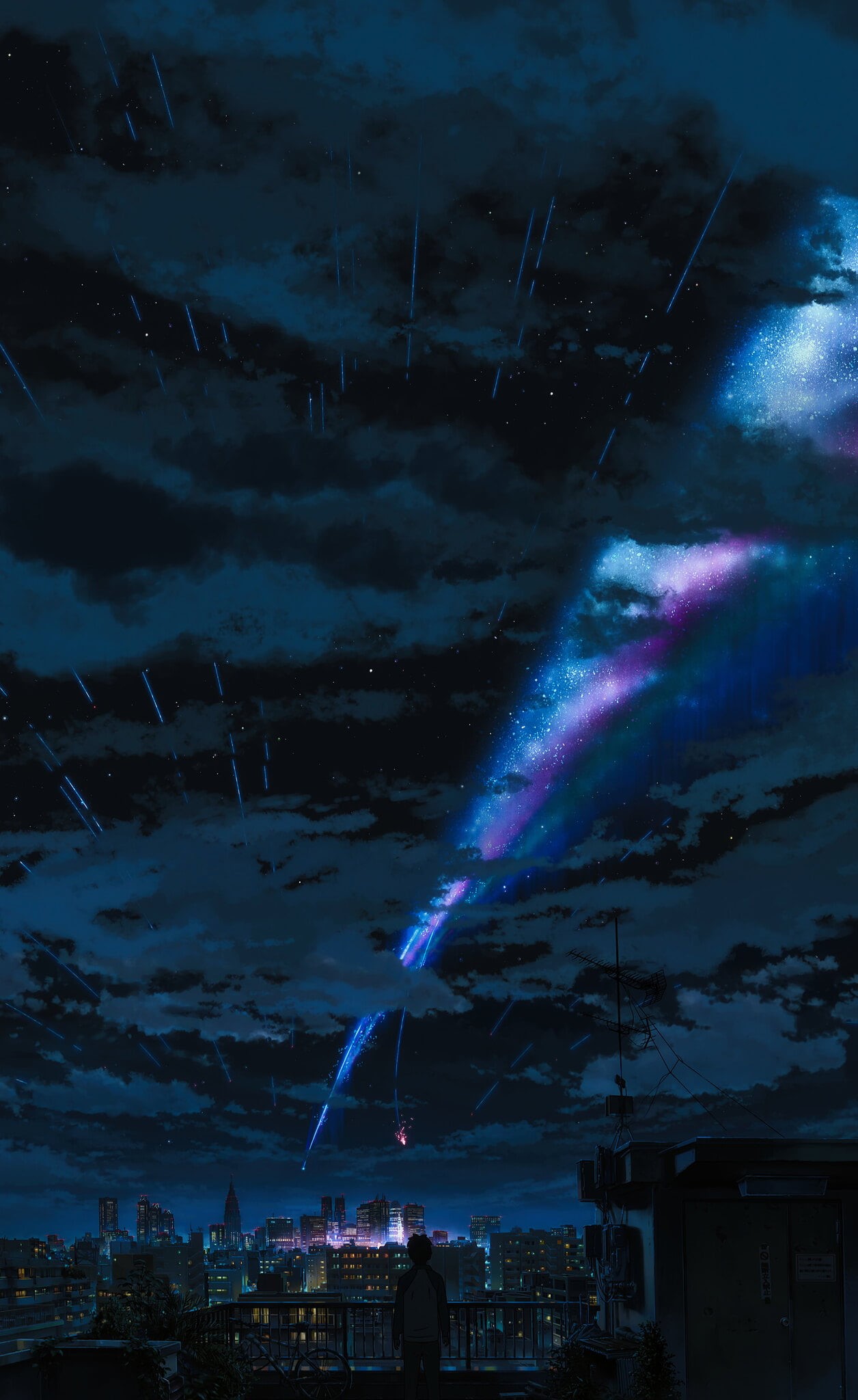 landscape, clouds, sky, anime, 1080P, urban, portrait display, Phone HD Wallpaper