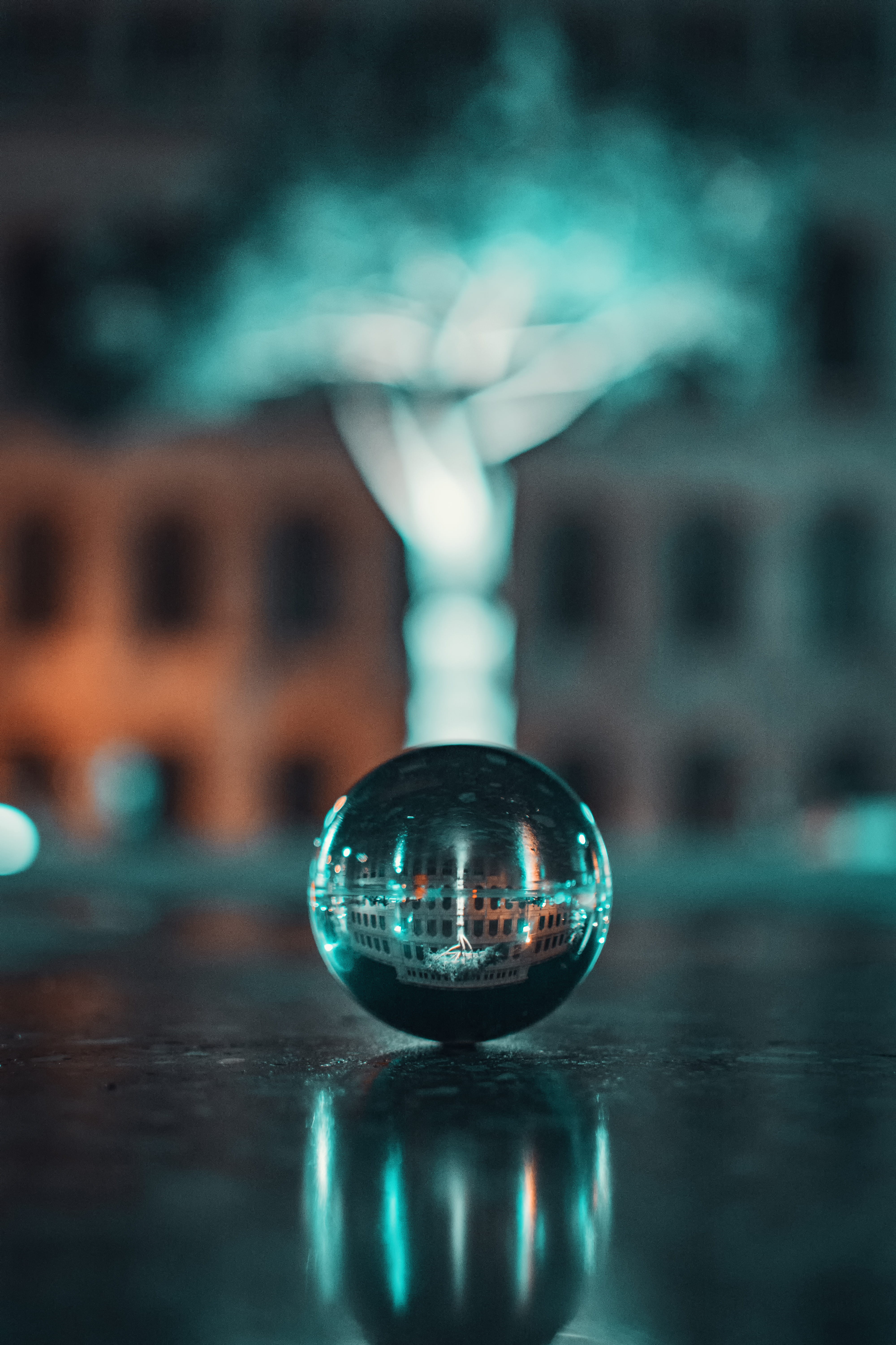 illuminated, day, glass - material, dark, reflection, focus on foreground, selective focus, blur, nightlife, nature, 5K, water, photography, Phone HD Wallpaper