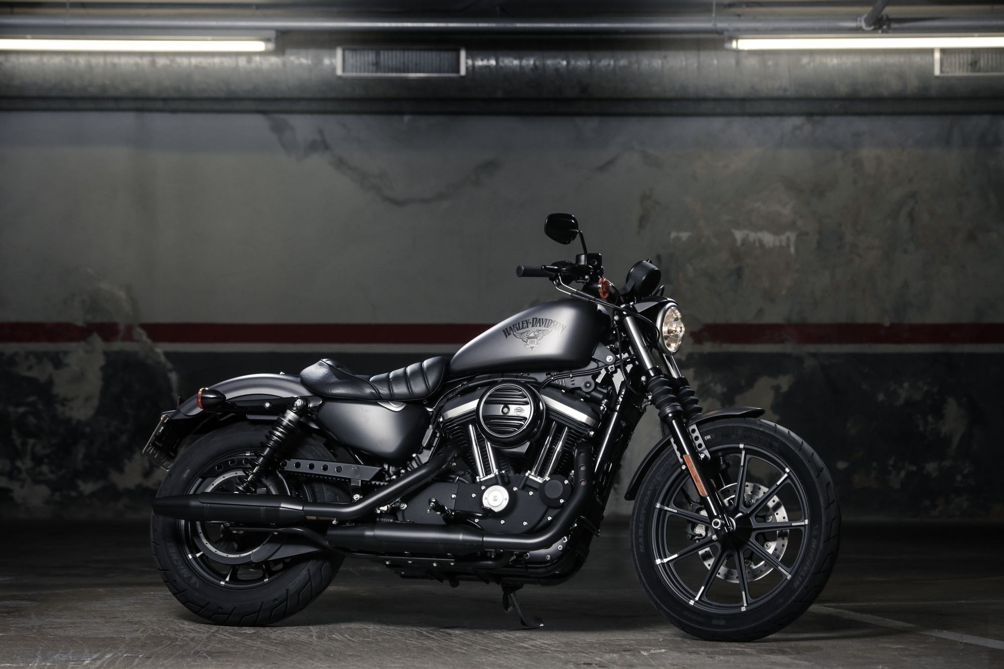 garage, retro styled, no people, 1080P, harley davidson high resolution  widescreen, illuminated, helmet, motorcycle, architecture, side view, mode of transportation, HD Wallpaper