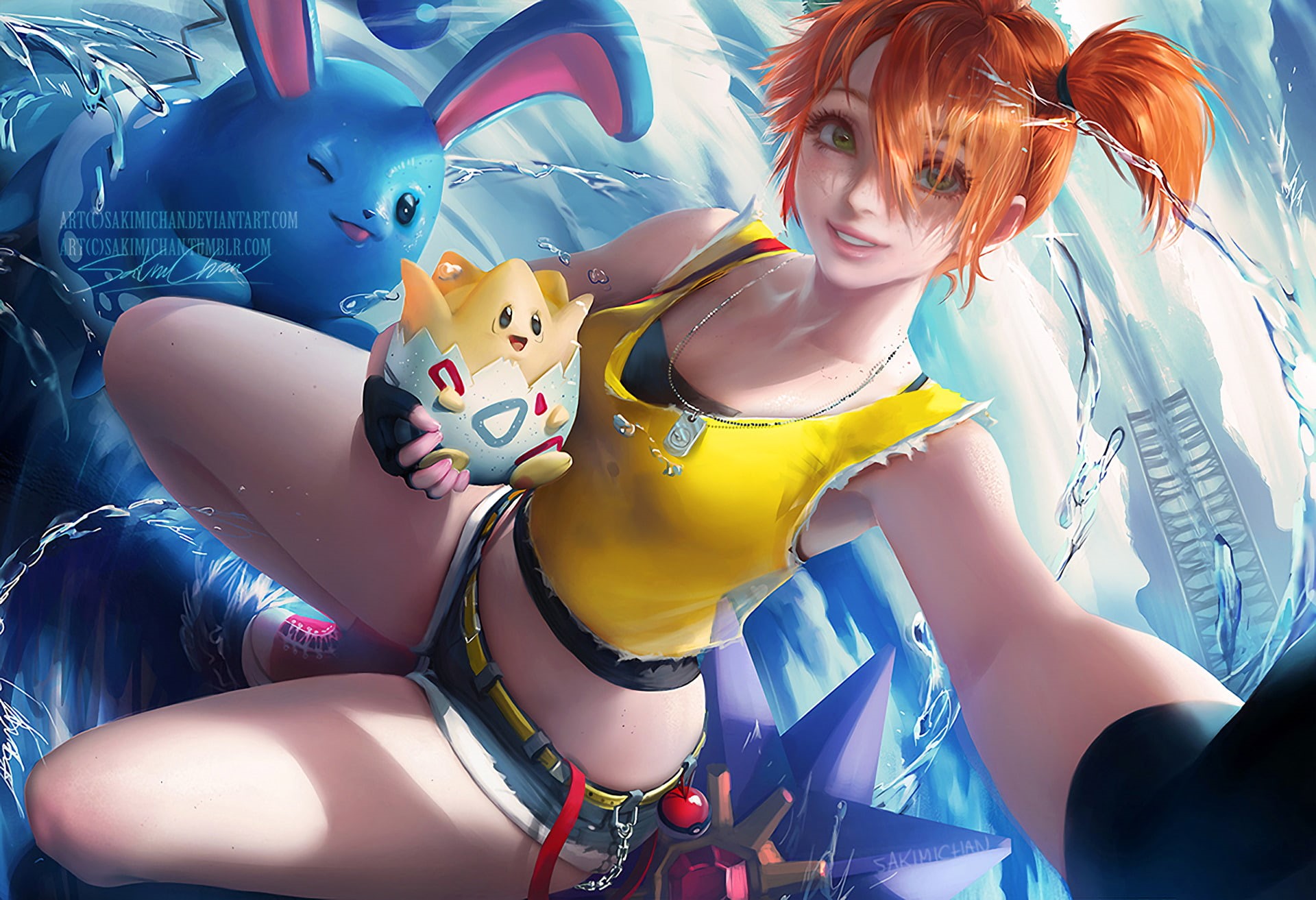 Starmie (Pokémon), Togepi (Pokémon), 1080P, Azumarill (Pokemon), Pokémon, Misty (Pokémon), HD Wallpaper
