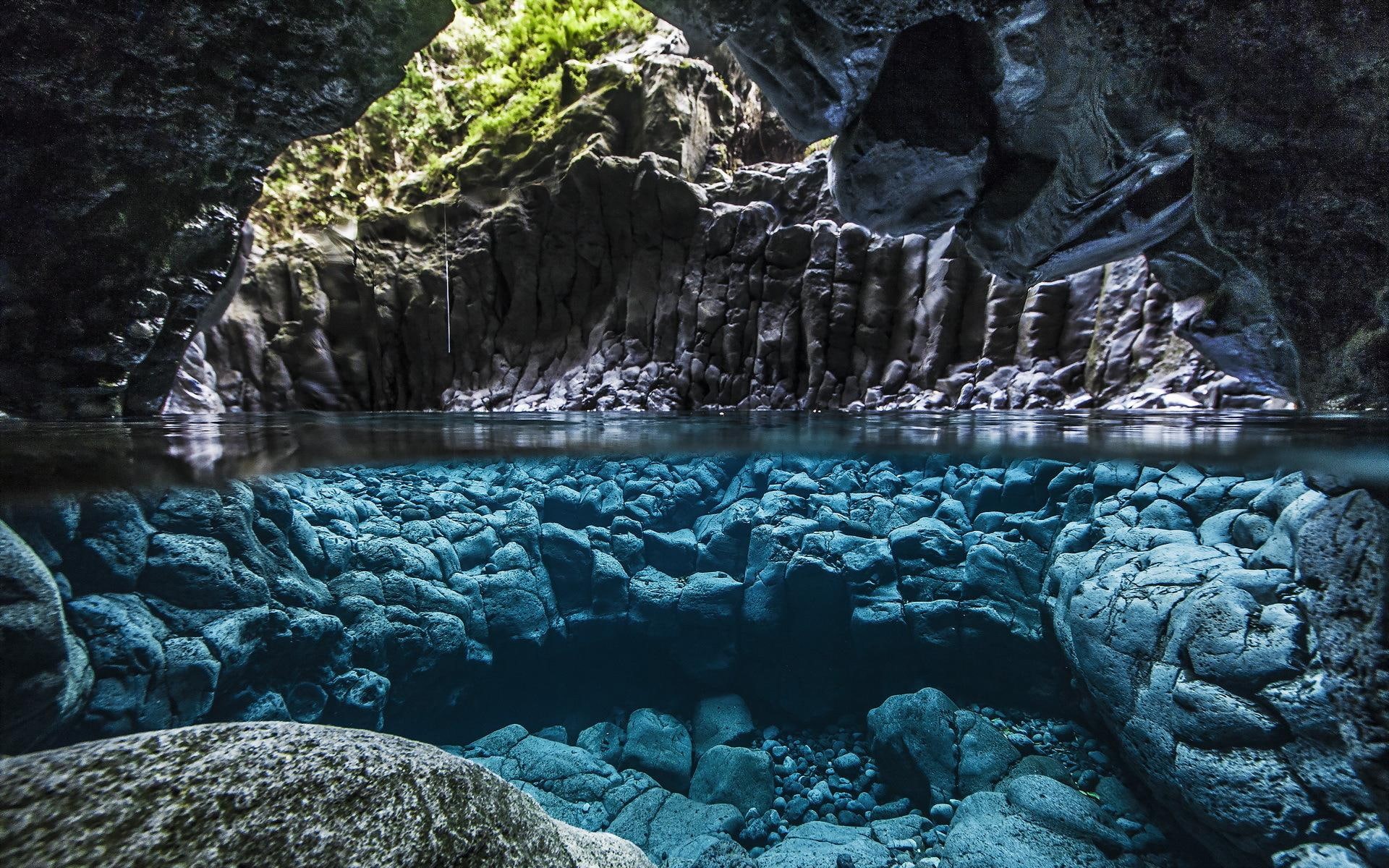 pool, water, gallery, underwater, photo, clear, crystal, landscapes, caves, 1080P, jungle, HD Wallpaper