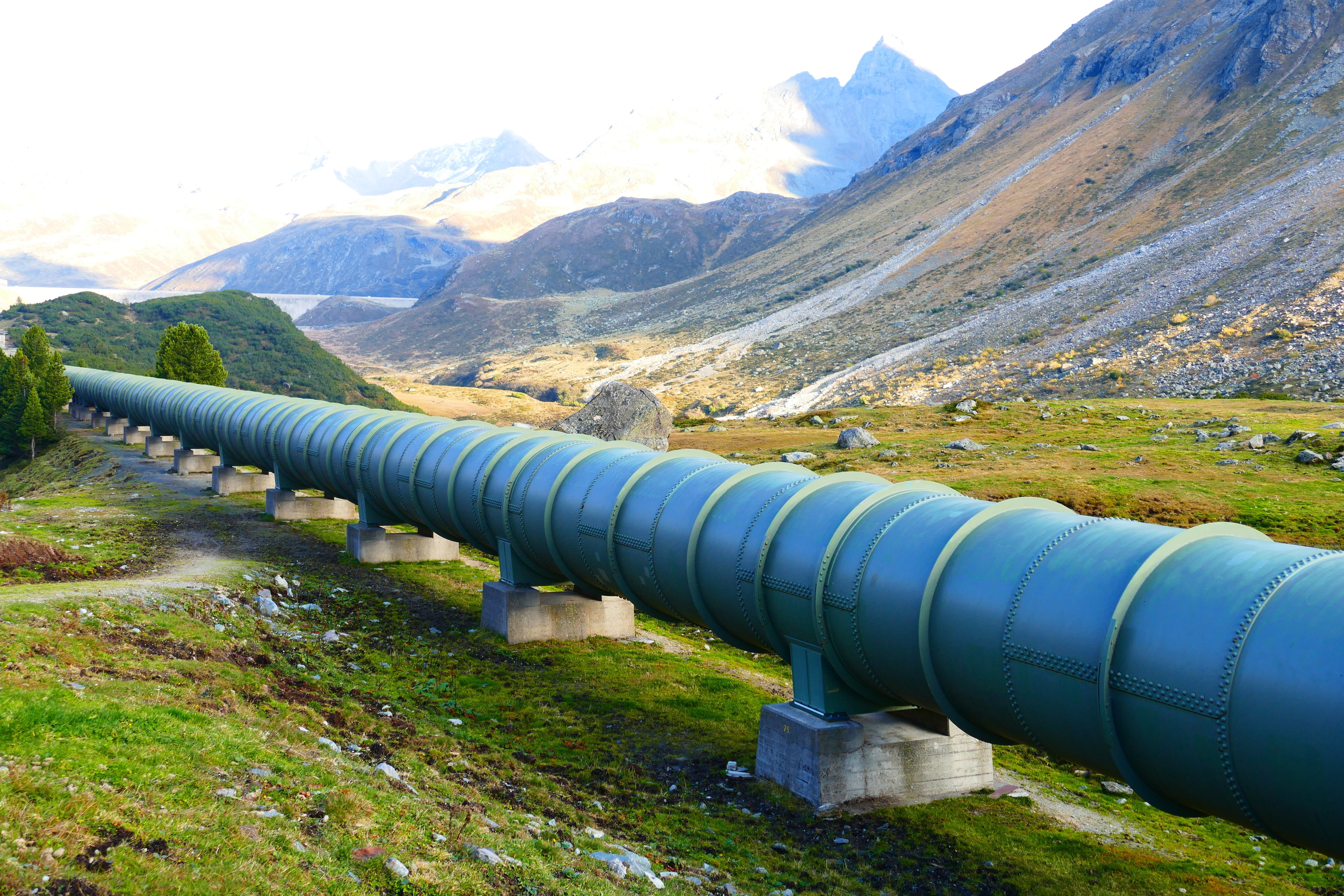 mountain range, tunnel, tranquility, Tube, water, guide, line, water supply, environment, blue, tranquil scene, flow, plant, pollution, lake, Pipeline, HD Wallpaper