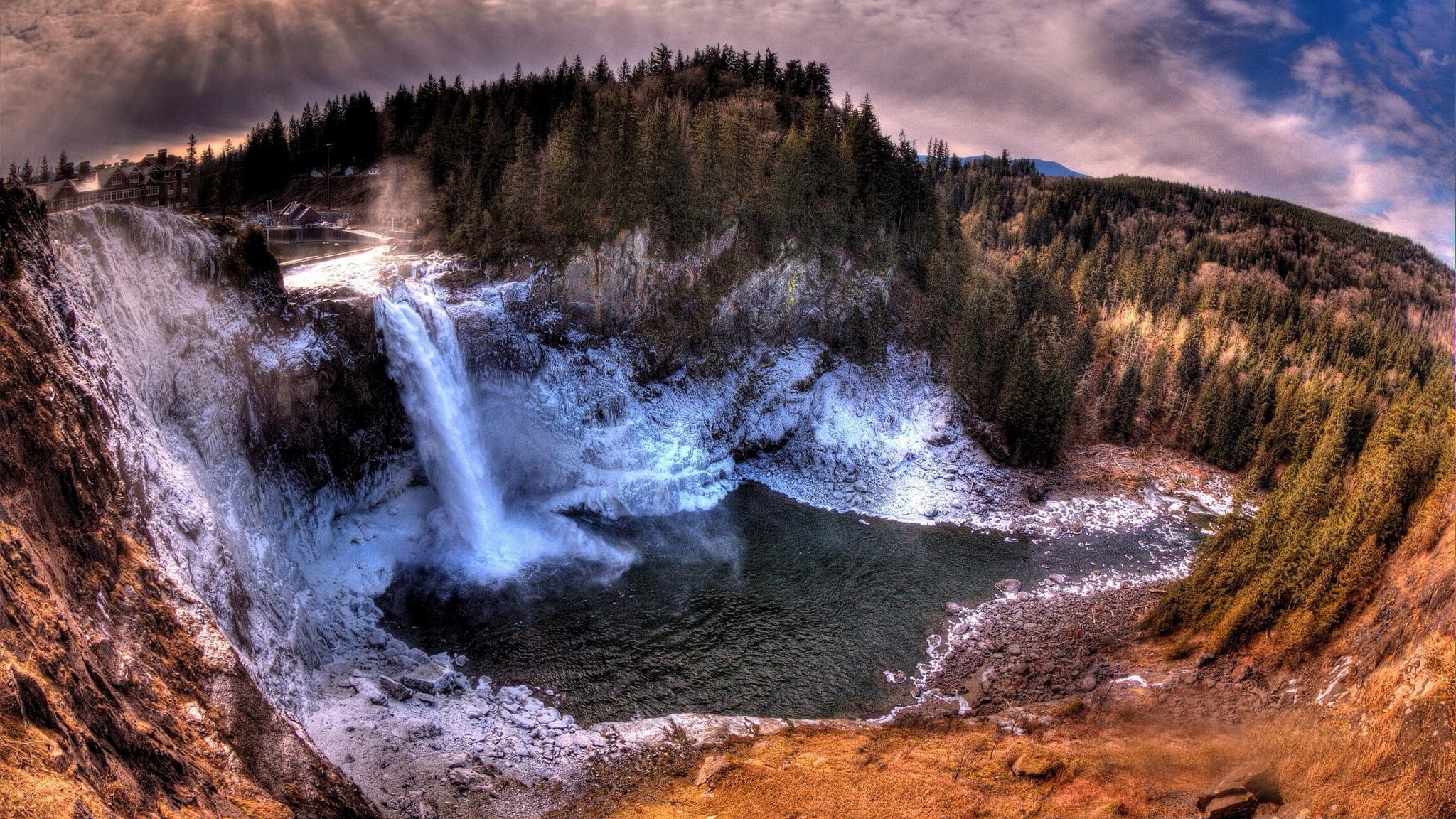 non-urban scene, plant, environment, forest, desktop background nature 2048x1152, power, outdoors, long exposure, flowing water, waterfall, water, flowing, HD Wallpaper
