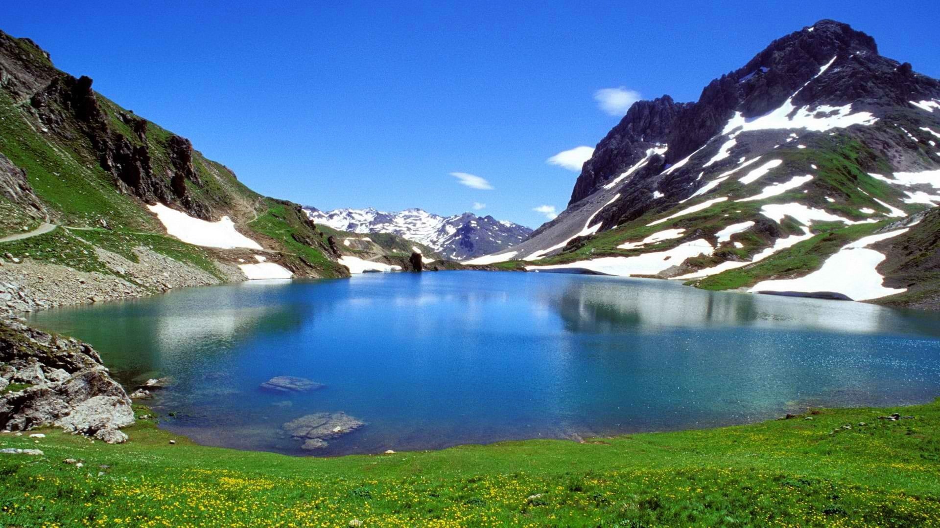 water, sky, mountain range, outdoors, 1080P, nature, windows, scenics - nature, reflection, day, idyllic, blue, tranquility, scenery, snowcapped mountain, HD Wallpaper