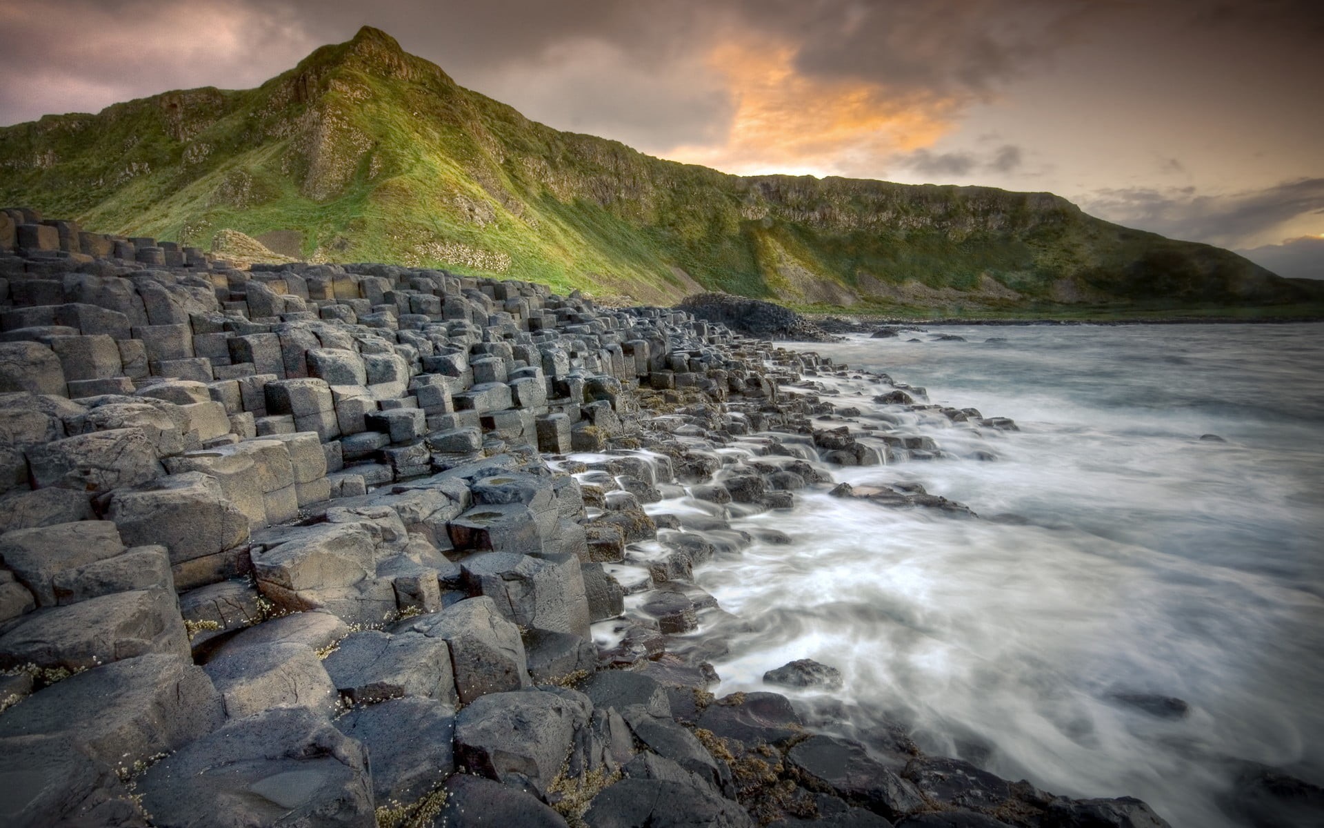 power in nature, beauty in nature, cloud - sky, Ireland, scenics - nature, rock formation, non-urban scene, sea, sky, 1080P, long exposure, motion, land, HD Wallpaper