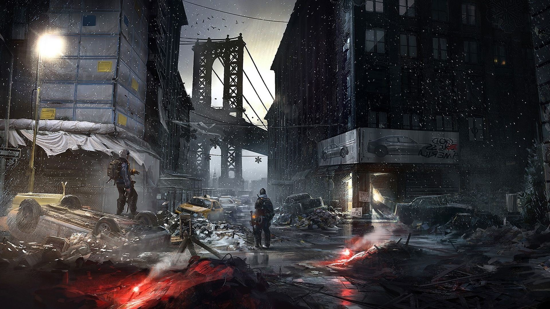 group of people, water, digital, Tom Clancys, window, lifestyles, snowing, video games, Manhattan, built structure, building exterior, Tom Clancys The Division, HD Wallpaper