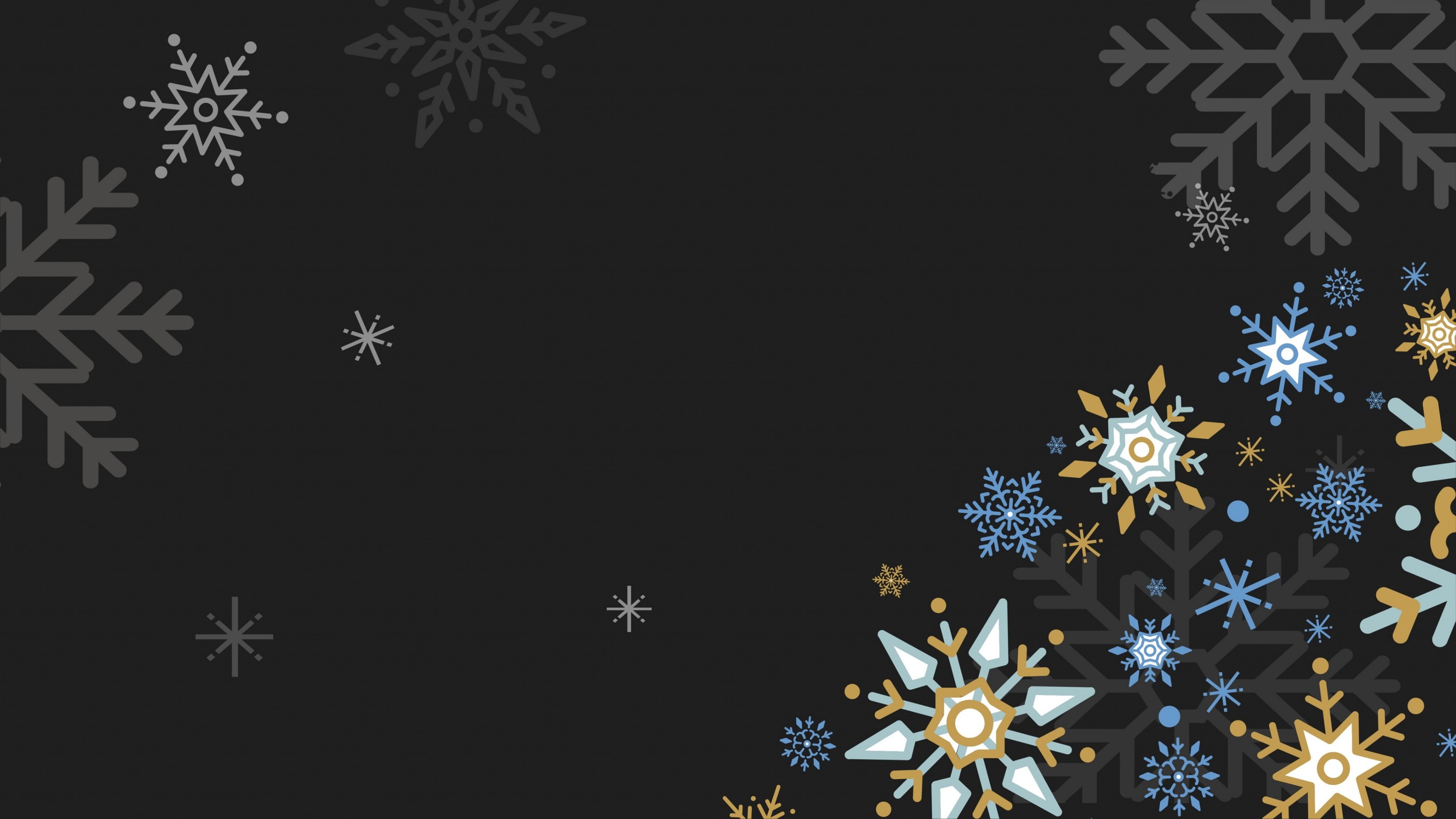 christmas, snowflakes, graphics, snowflake, dark, 4K, HD Wallpaper