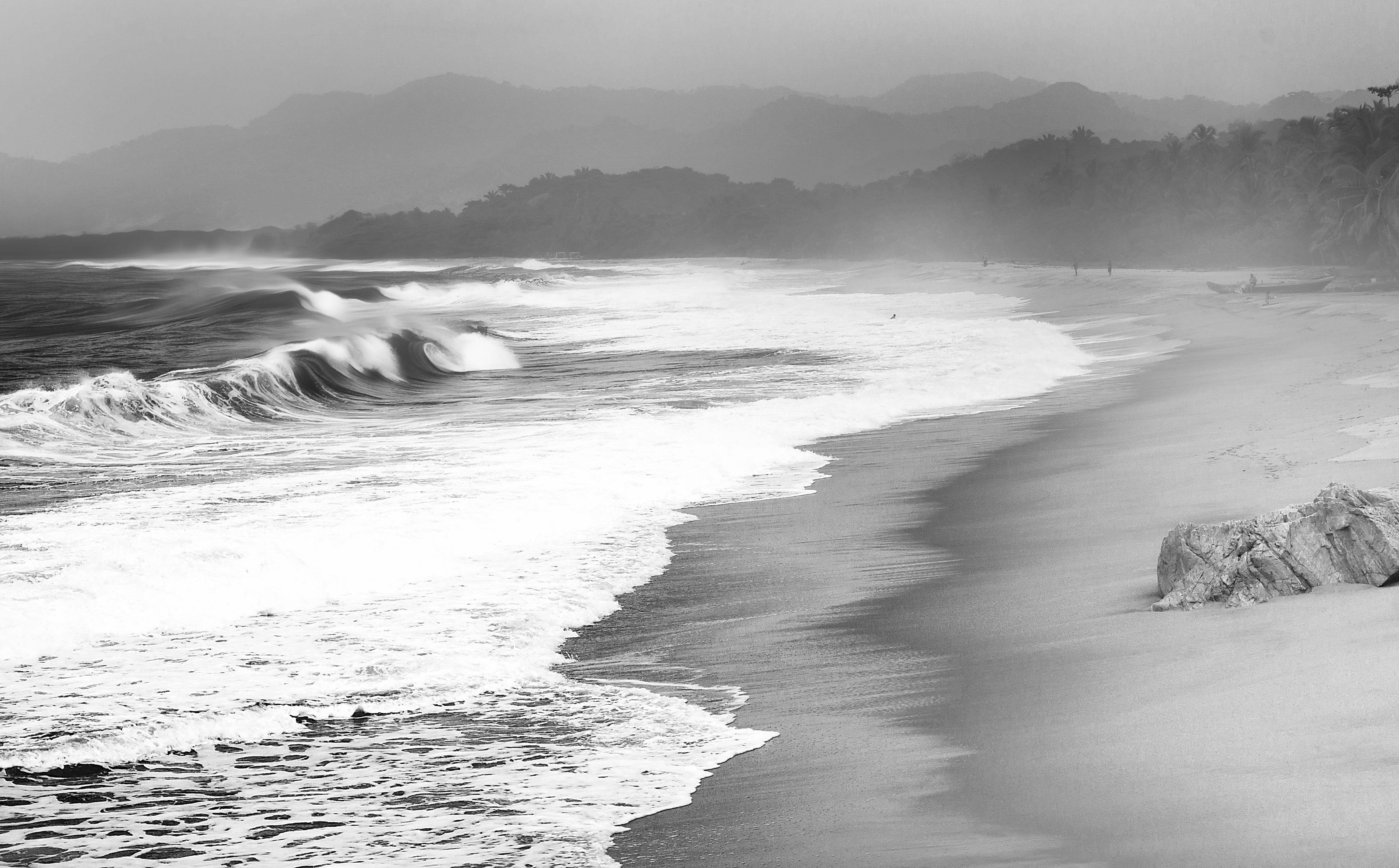 colombia, mountains, coastline, sand, Santa marta, nature, grayscale, bandw, jungle, 4K, Tayrona, waves, landscape, parque, sea  beach, water, beach, sea, HD Wallpaper