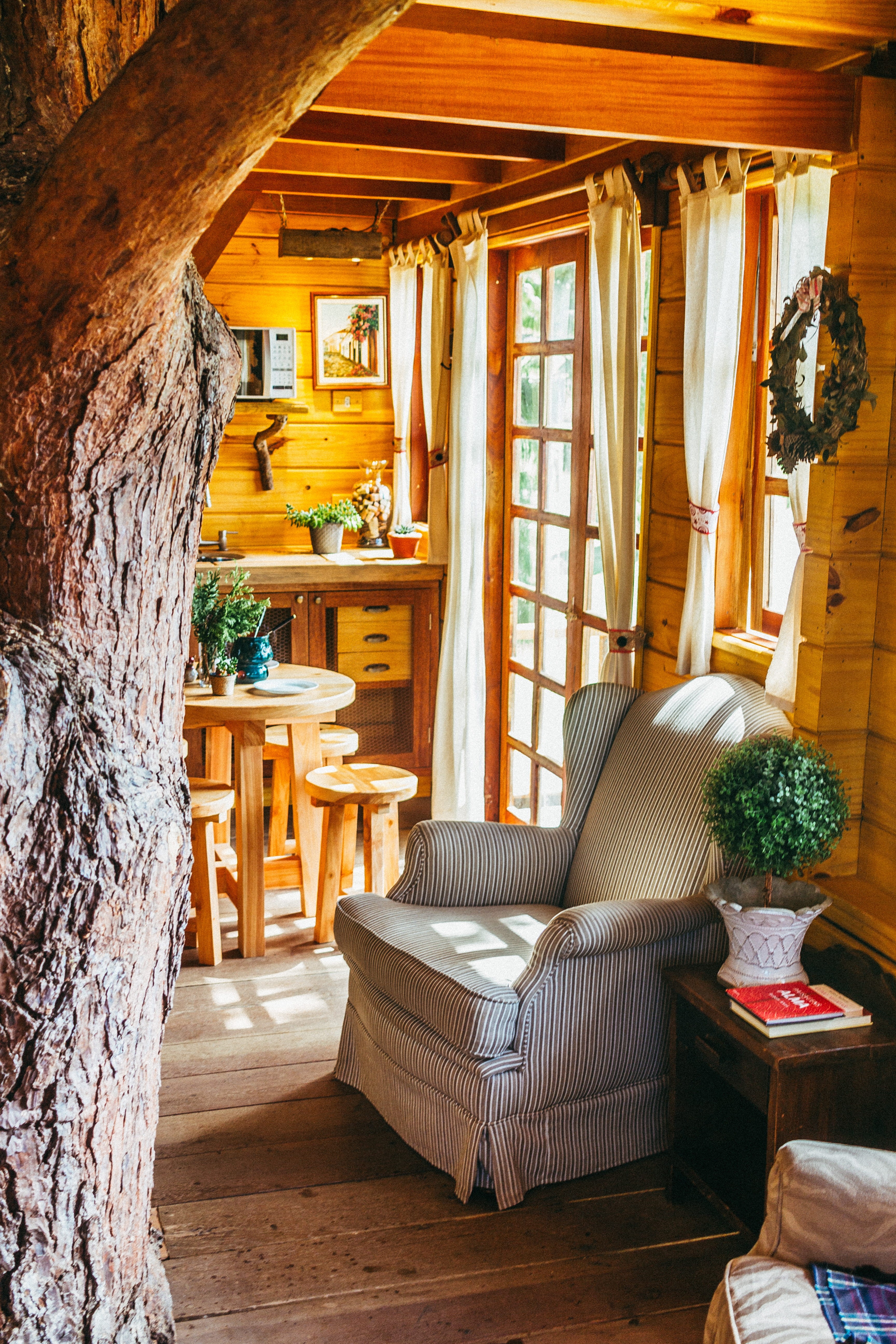 house, ceiling, furniture, armchair, relax, day, brazil, architectural column, wood, indoors, home, no people, trip, treehouse, seat, plant, table, architecture, Phone HD Wallpaper