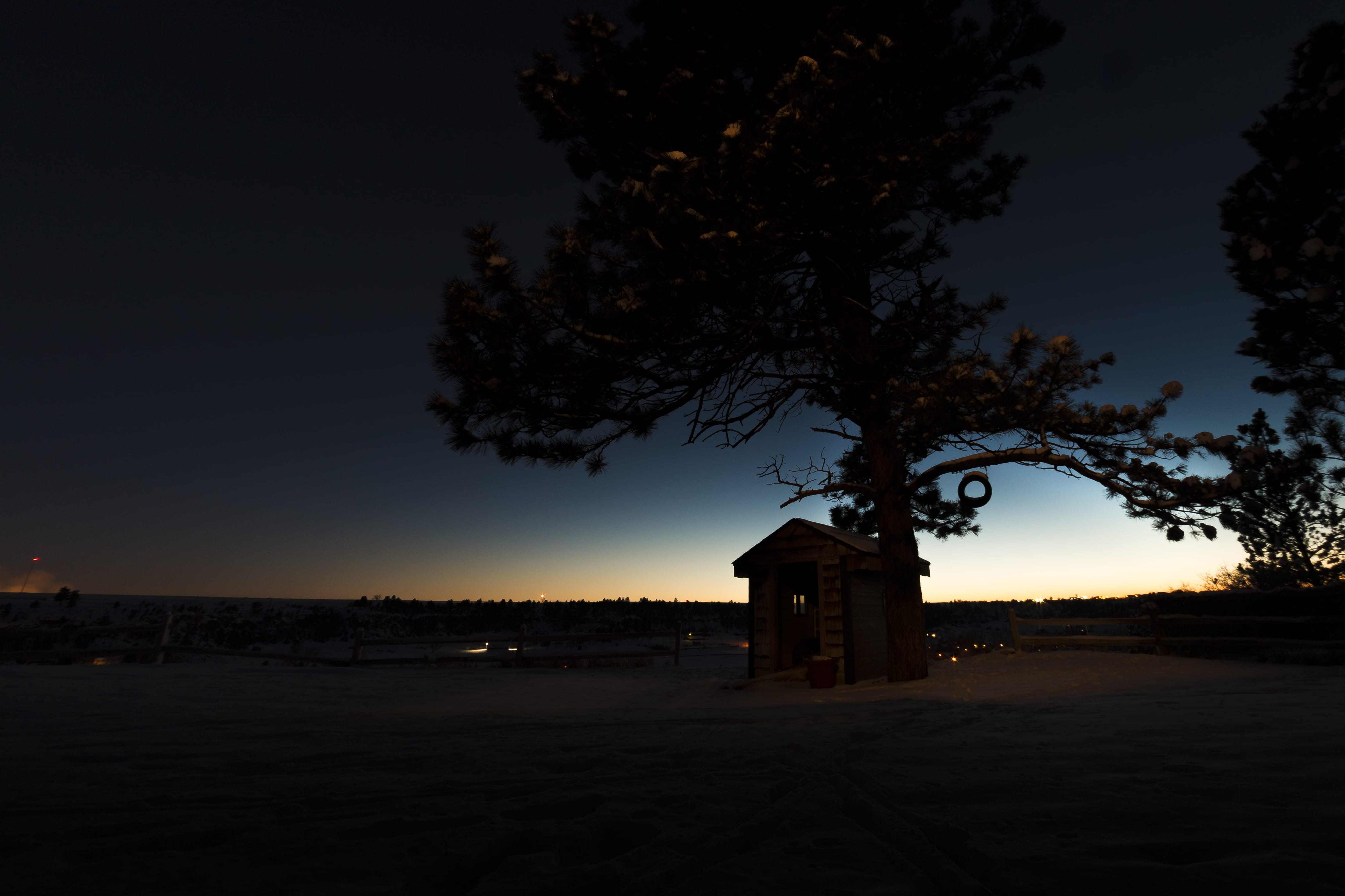 belief, no people, calm, silhouette, 4K, house, spirituality, sunset, building exterior, tree, outdoors, architecture, building, plant, treehouse, place of worship, HD Wallpaper