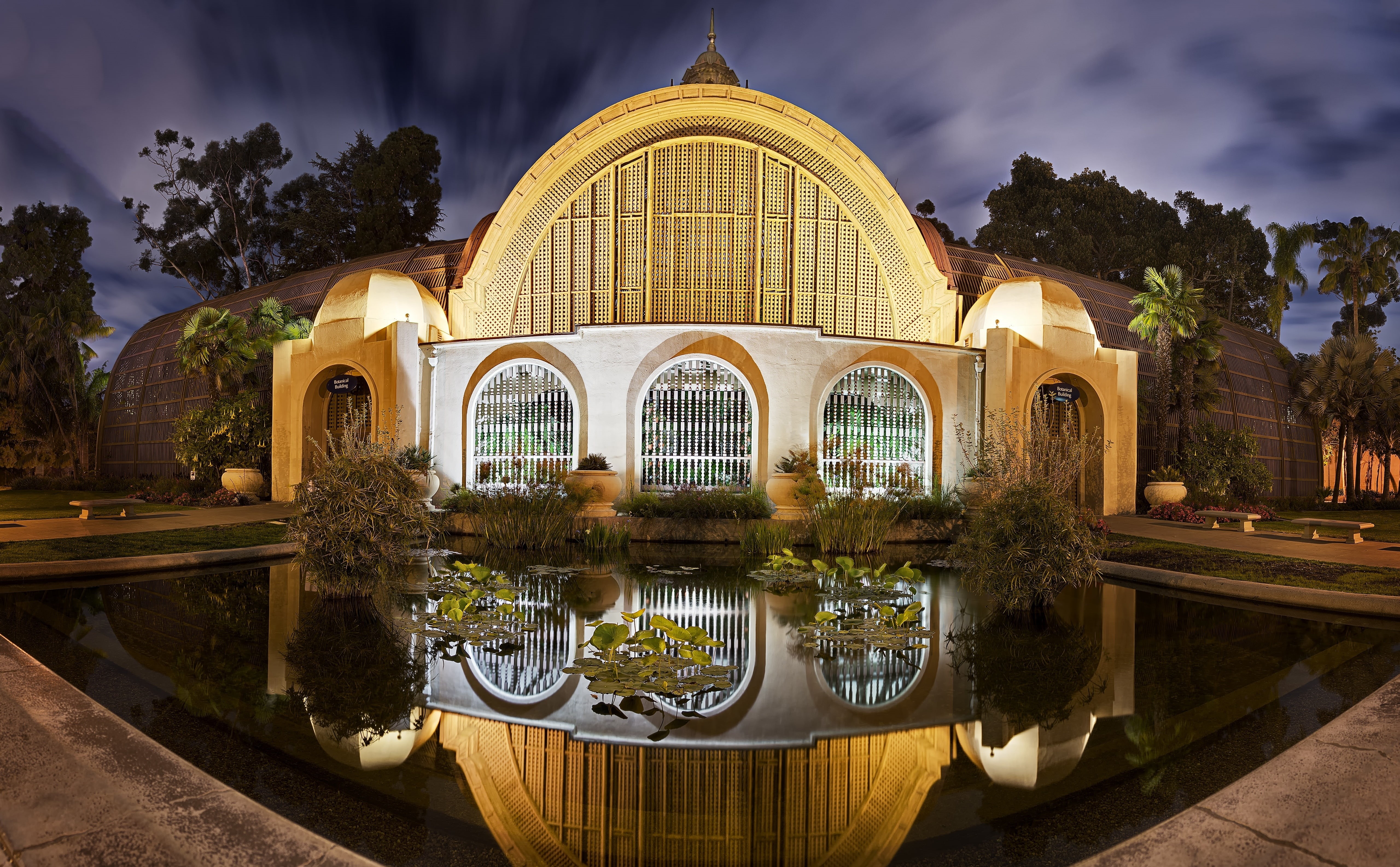 Balboa Park, arch, reflection, Botanical, dome, California, 5K, outdoors, building exterior, built structure, religion, place of worship, tree, tourism, HD Wallpaper