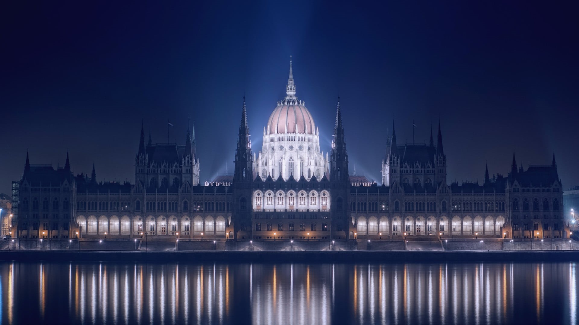 Hungarian Parliament Building, history, dusk, Hungary, old building, architecture, grey, night, white, Europe, london - England, sky, 1080P, parliament Building, HD Wallpaper