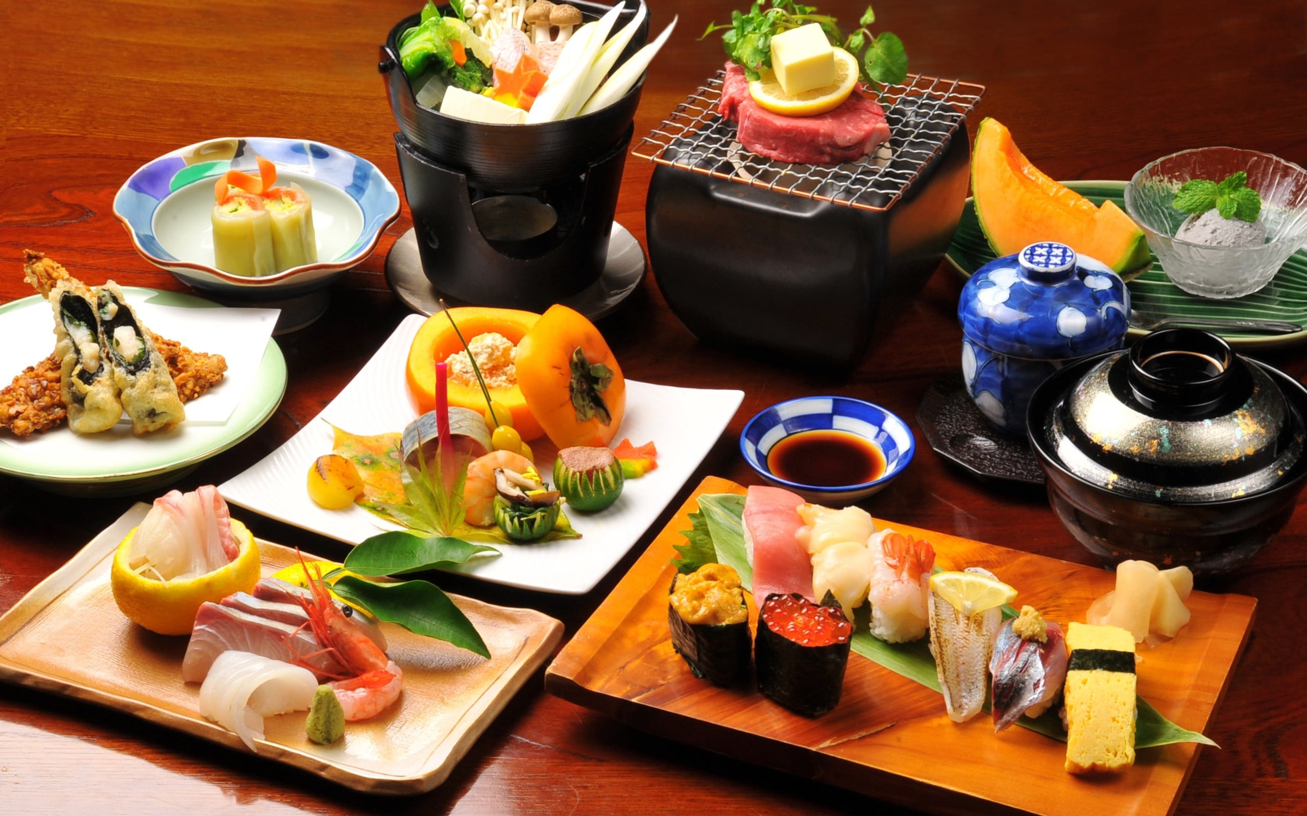 crockery, variety, asia, freshness, japan, still life, nigiri, japanese food, 2K, maki Sushi, choice, japanese Culture, seafood, sashimi, avocado, healthy Eating, HD Wallpaper