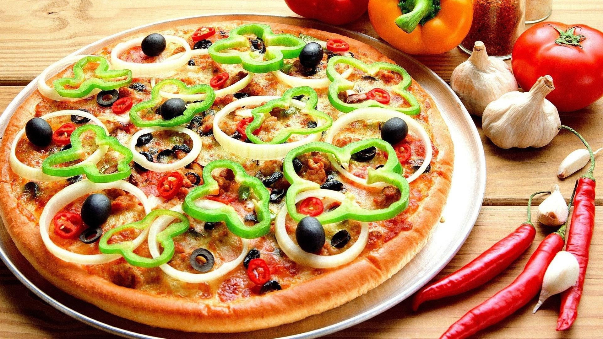pizza, 1920x1080, food, veggie, photography, red, vegetable, 1080P, pepper, HD Wallpaper