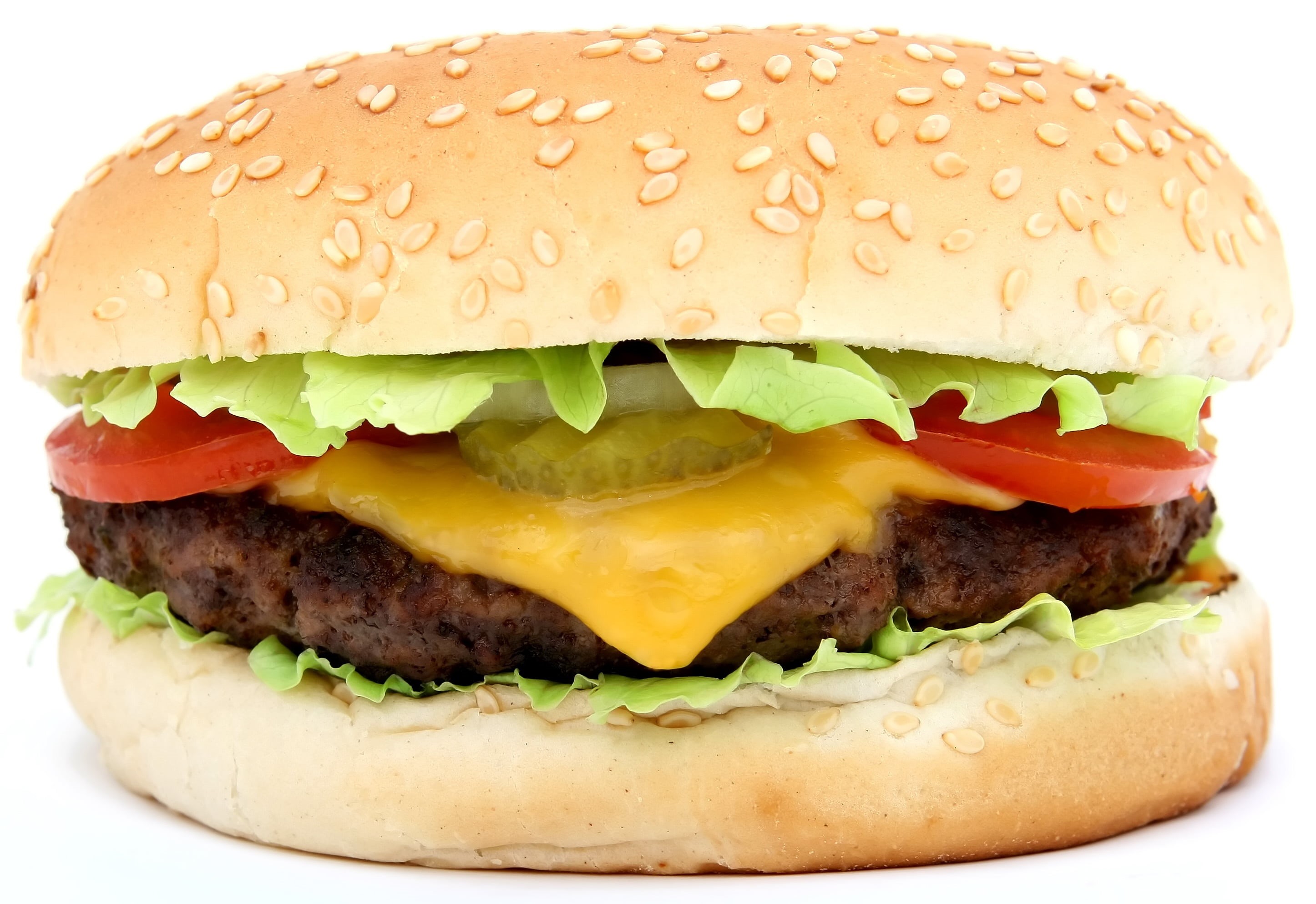health, vegetable, take out food, eating, green, onion, light, obesity, food, bun, fast food, cheeseburger, diet, fat, watering, food and drink, isolated, HD Wallpaper