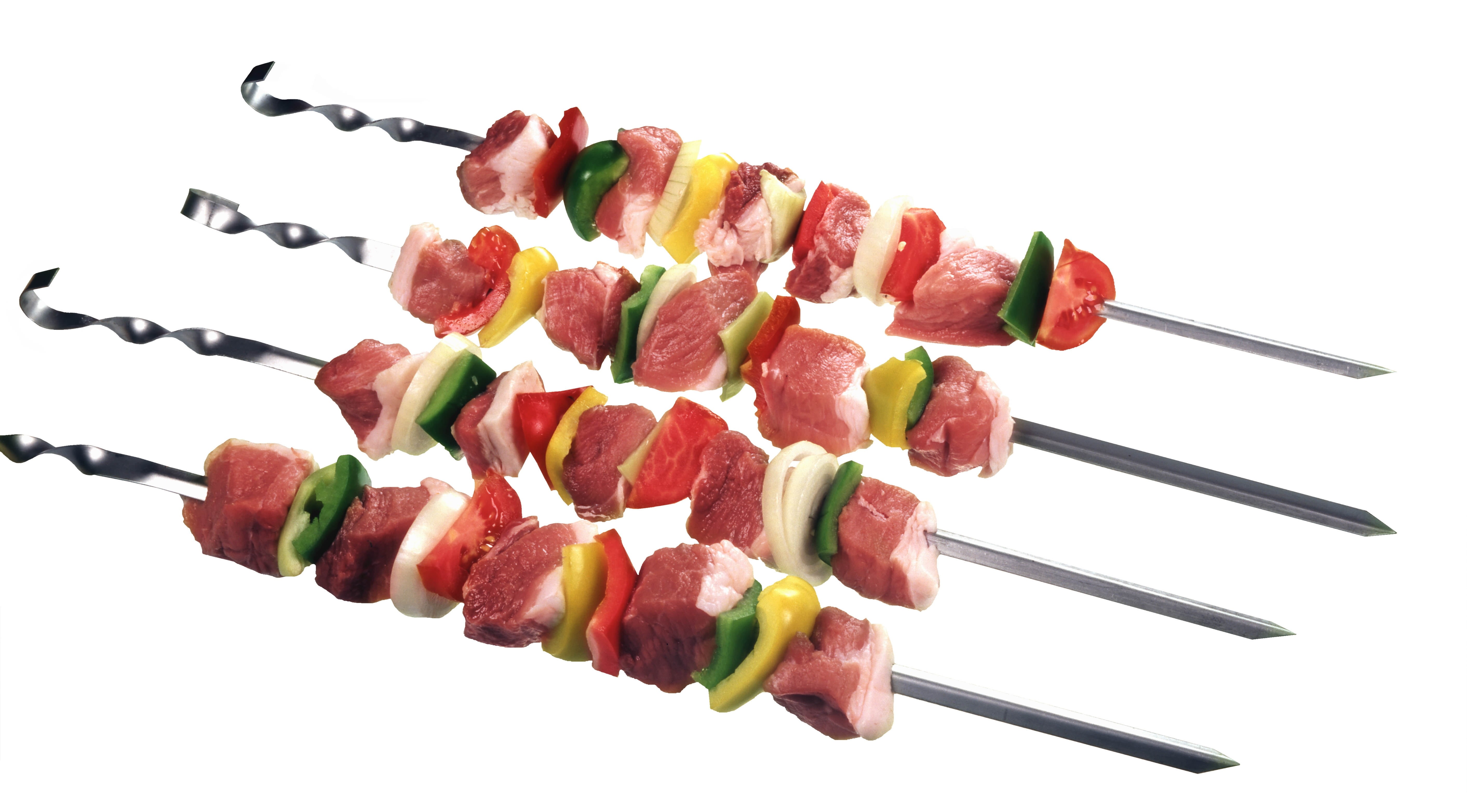 pepper - Vegetable, slice, knife, still life, freshness, beef, sausage, vegetable, meat, kebab, studio shot, indoors, cut out, ripe, food And Drink, barbecue, HD Wallpaper