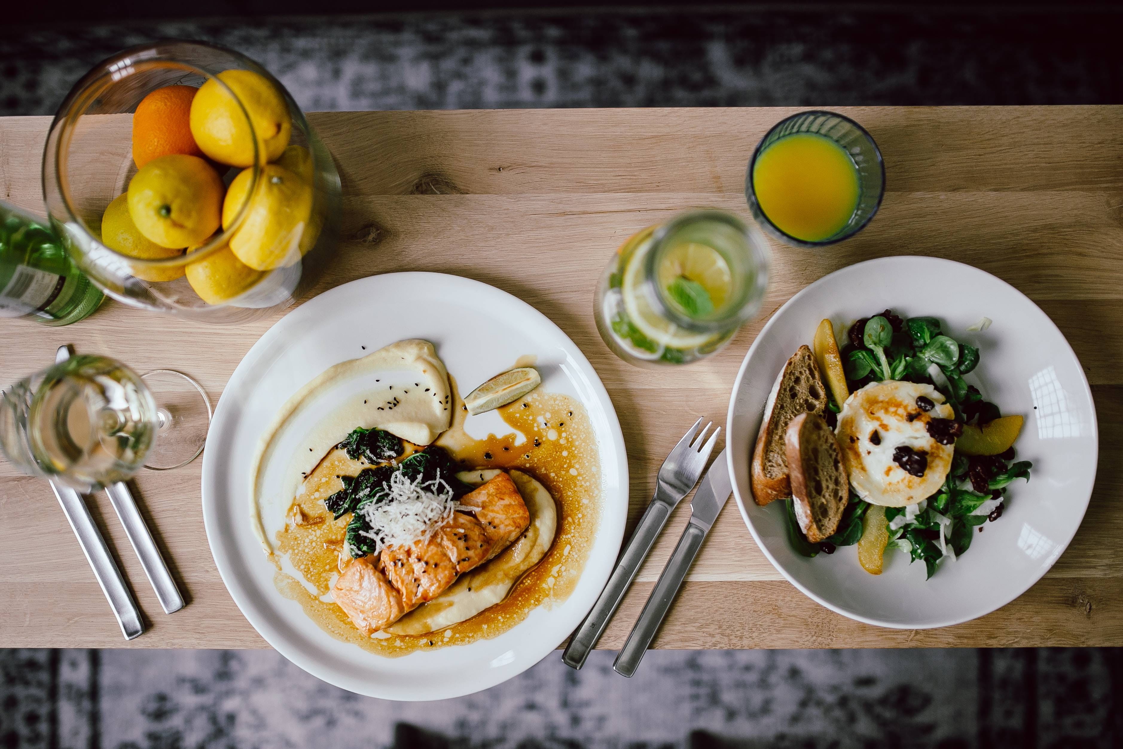 fork, meal, food And Drink, Healthy, bowl, wood - material, no People, directly above, gourmet, garnish, fruit, spoon, freshness, wellbeing, food, table, HD Wallpaper