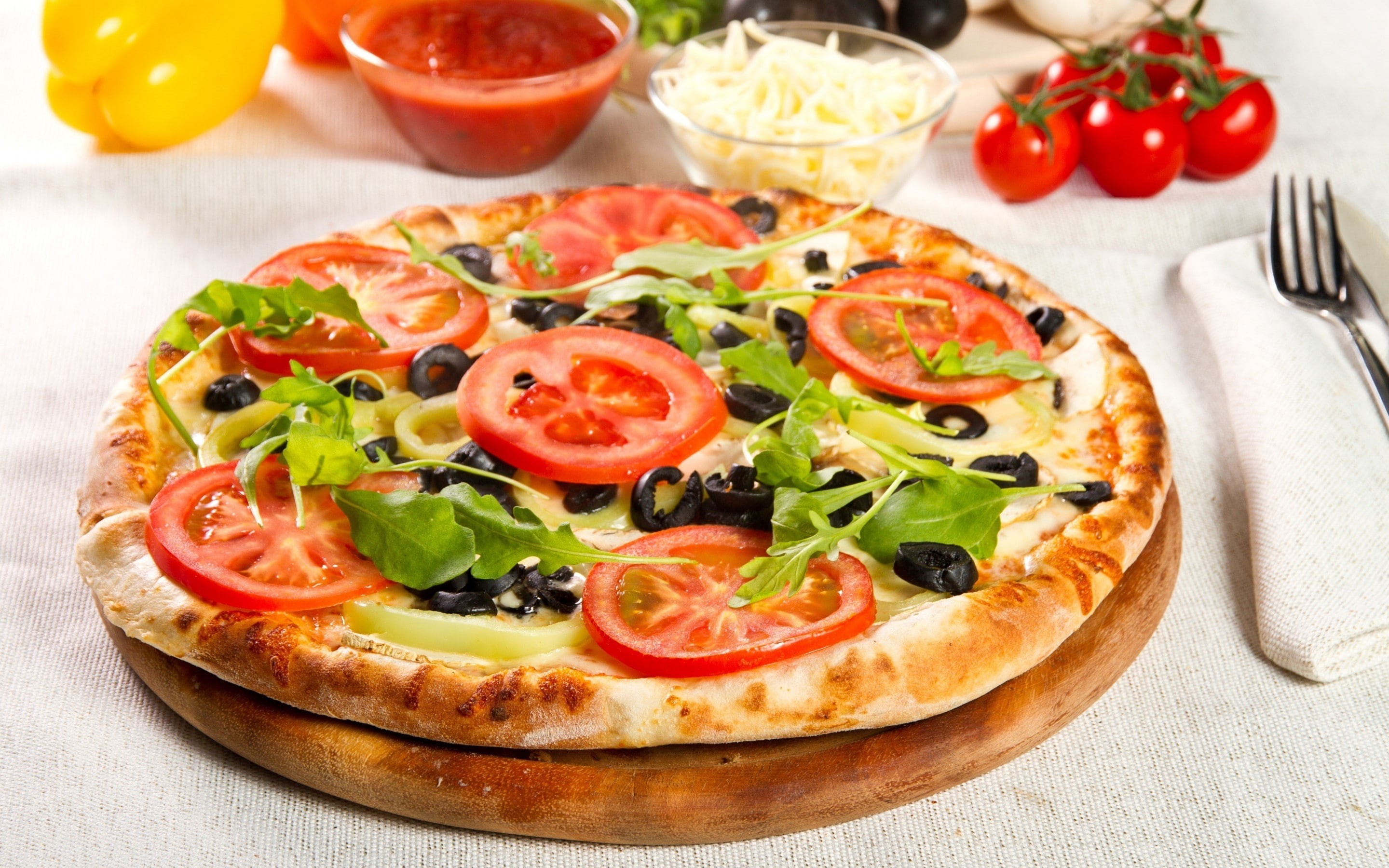 vegetarian, pizza, vegetarian pizza, food, 2K, HD Wallpaper