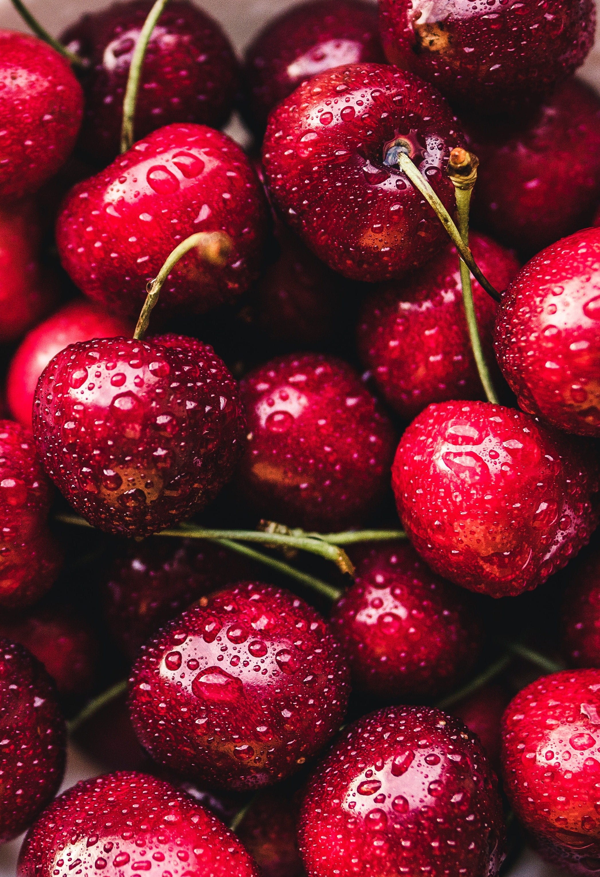 healthy food, backgrounds, cherries, large group of objects, full frame, healthy eating, fruit, freshness, nature, food and drink, foods, color, 2K, still life, Phone HD Wallpaper