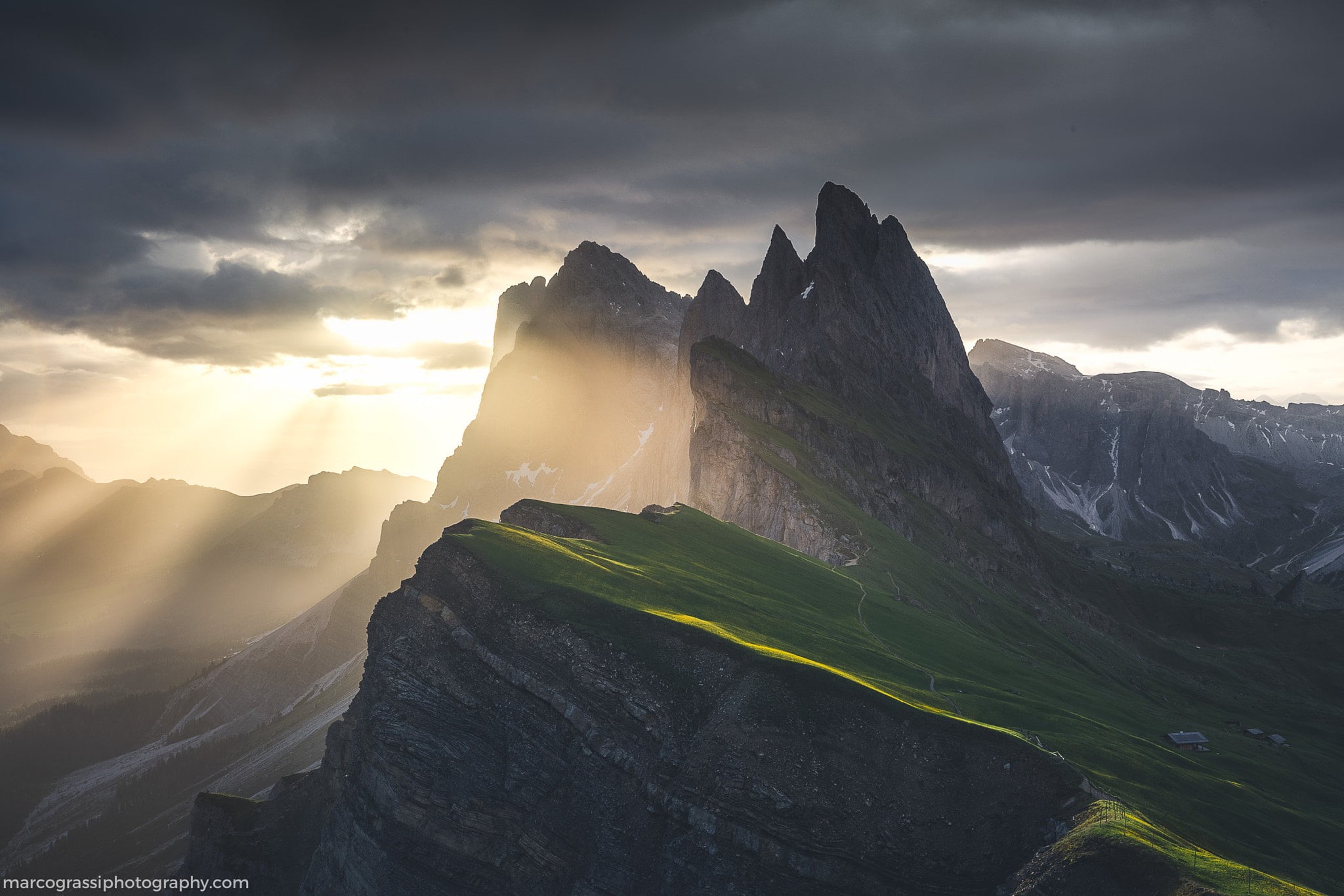 sunbeam, fog, snow, sky, nature, mountains, tranquil scene, cloud - sky, Dolomites (mountains), beauty in nature, mountain peak, outdoors, sunset, gray, HD Wallpaper