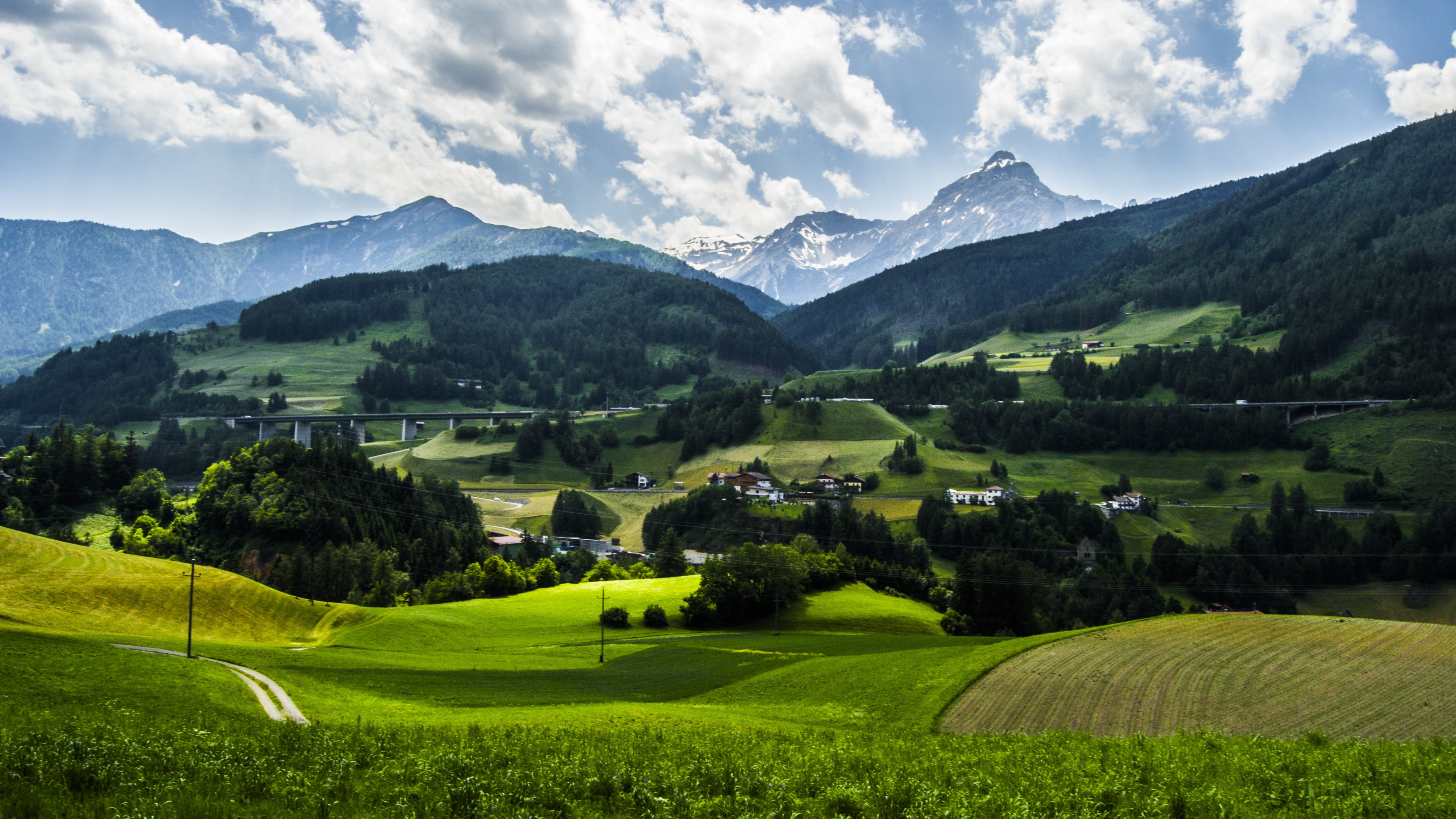 europe, summer, hill, meadow, european Alps, Da, patsch, near, grass, field, nature, outdoors, mountain, scenics, mountains, grass field, landscape, fare, HD Wallpaper