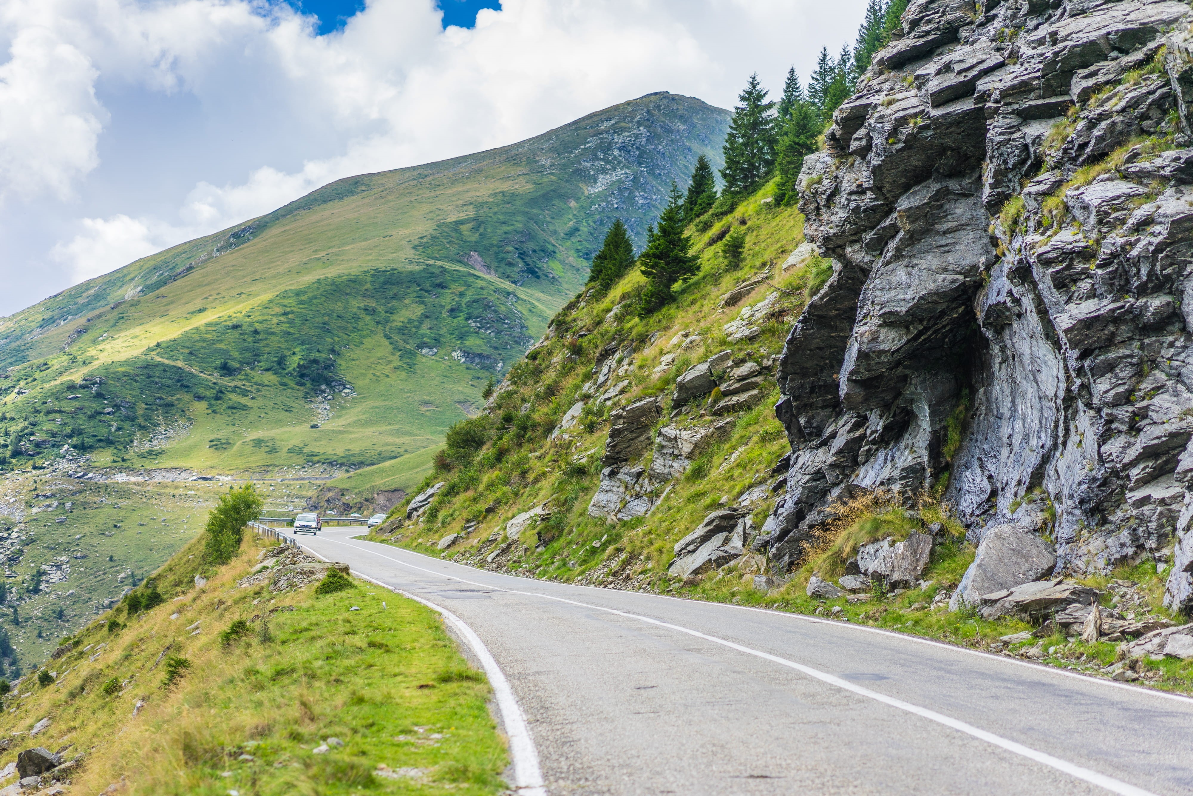 grass, scenics - nature, no People, summer, direction, day, driving, dividing line, sky, rock - Object, scenics, rock, outdoors, mountain, tranquility, HD Wallpaper