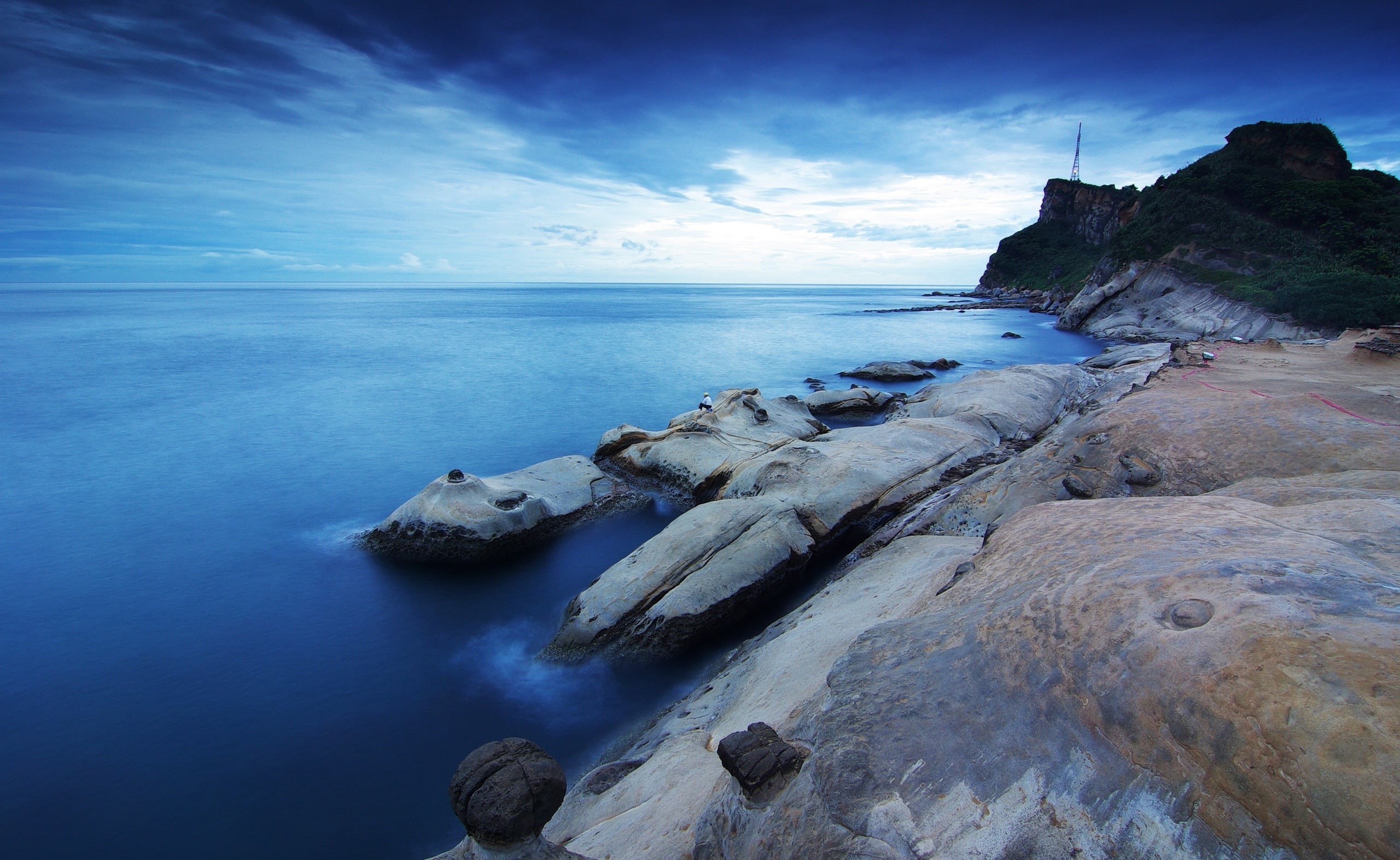 Rocky, Fishing, Shore, Nature, Along, Beach, 2K, HD Wallpaper