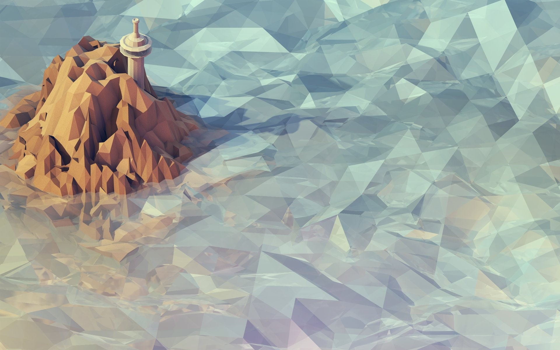 digital/artwork, art, abstract, polygon, 1080P, hd, mountain, HD Wallpaper