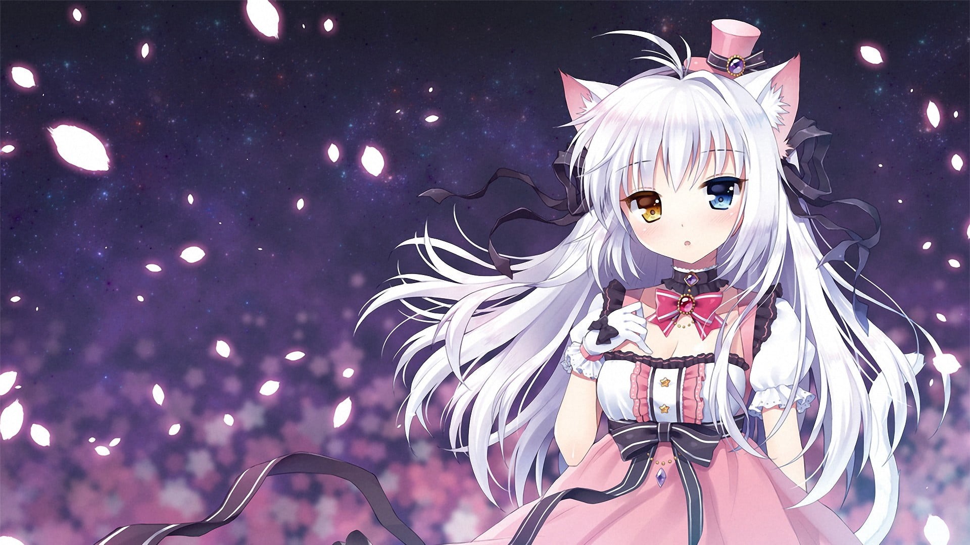 holiday - event, girl, mask - disguise, costume, white hair, haired, illuminated, celebration, carnival - celebration event, looking at camera, gloves, HD Wallpaper