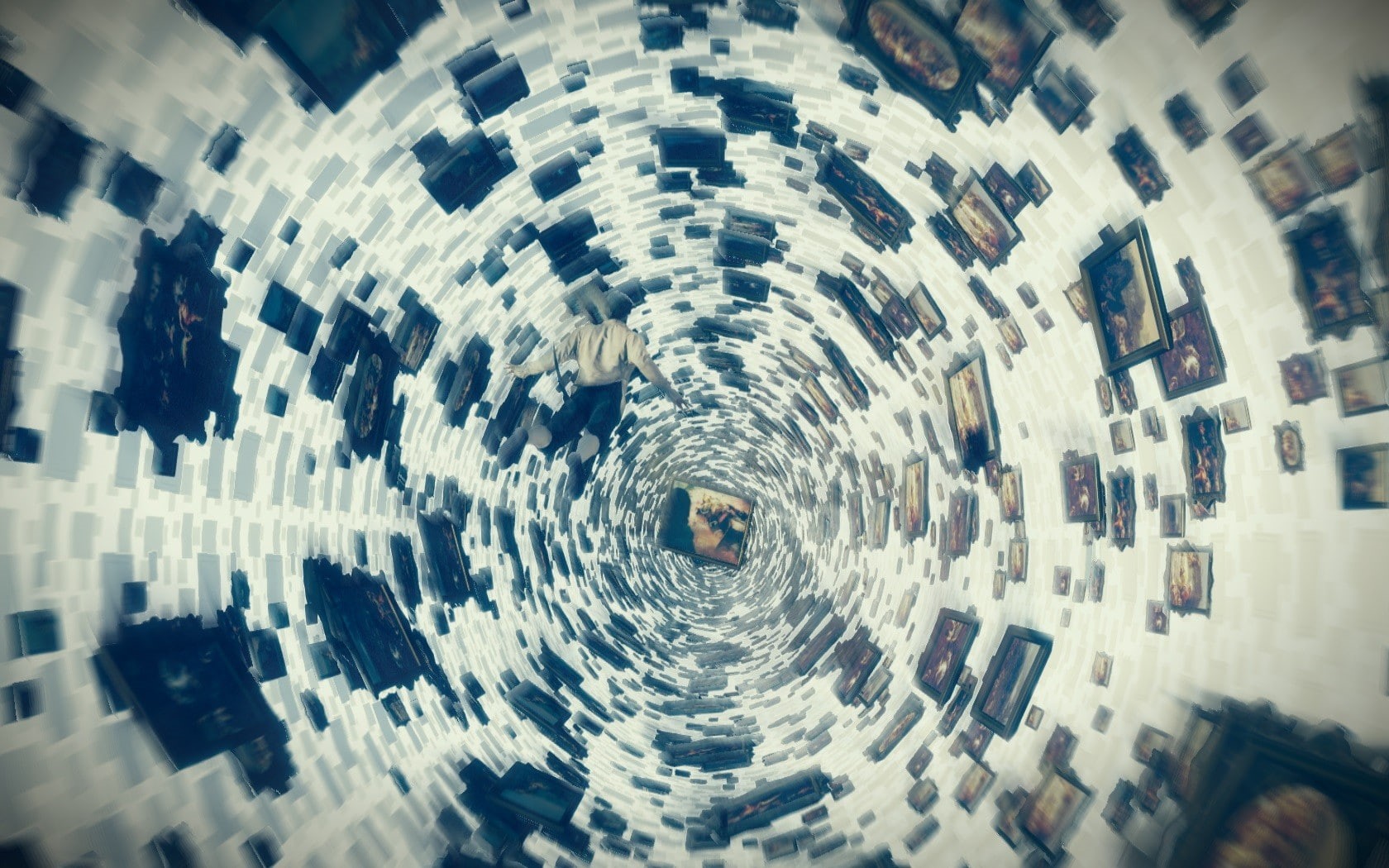 full frame, picture frames, digital composite, 720P, pattern, skyscraper, building, city, crowd, distorted image, group of people, office building exterior, HD Wallpaper