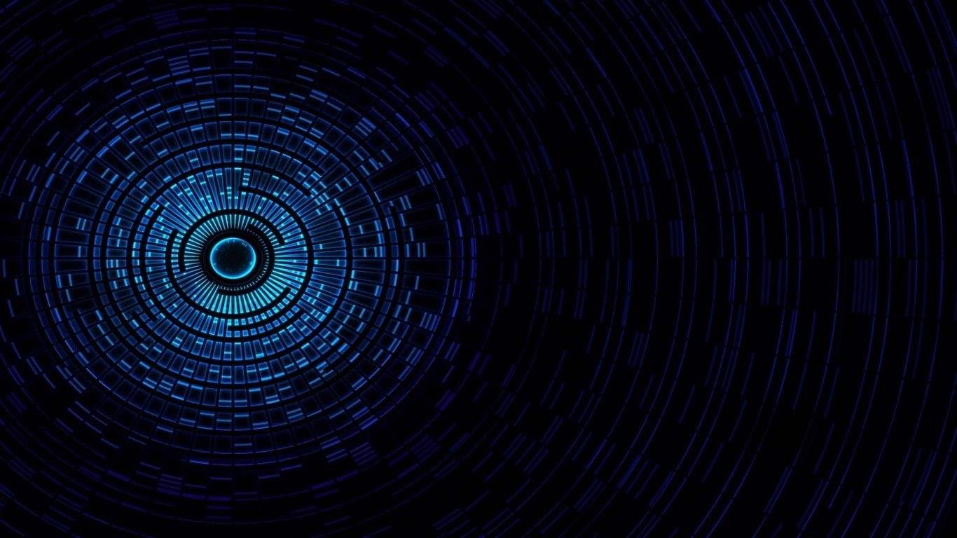 blurred motion, blue, backgrounds, circle, spiral, abstract, 720P, illuminated, geometric shape, digital art, spinning, motion, no people, concentric, HD Wallpaper