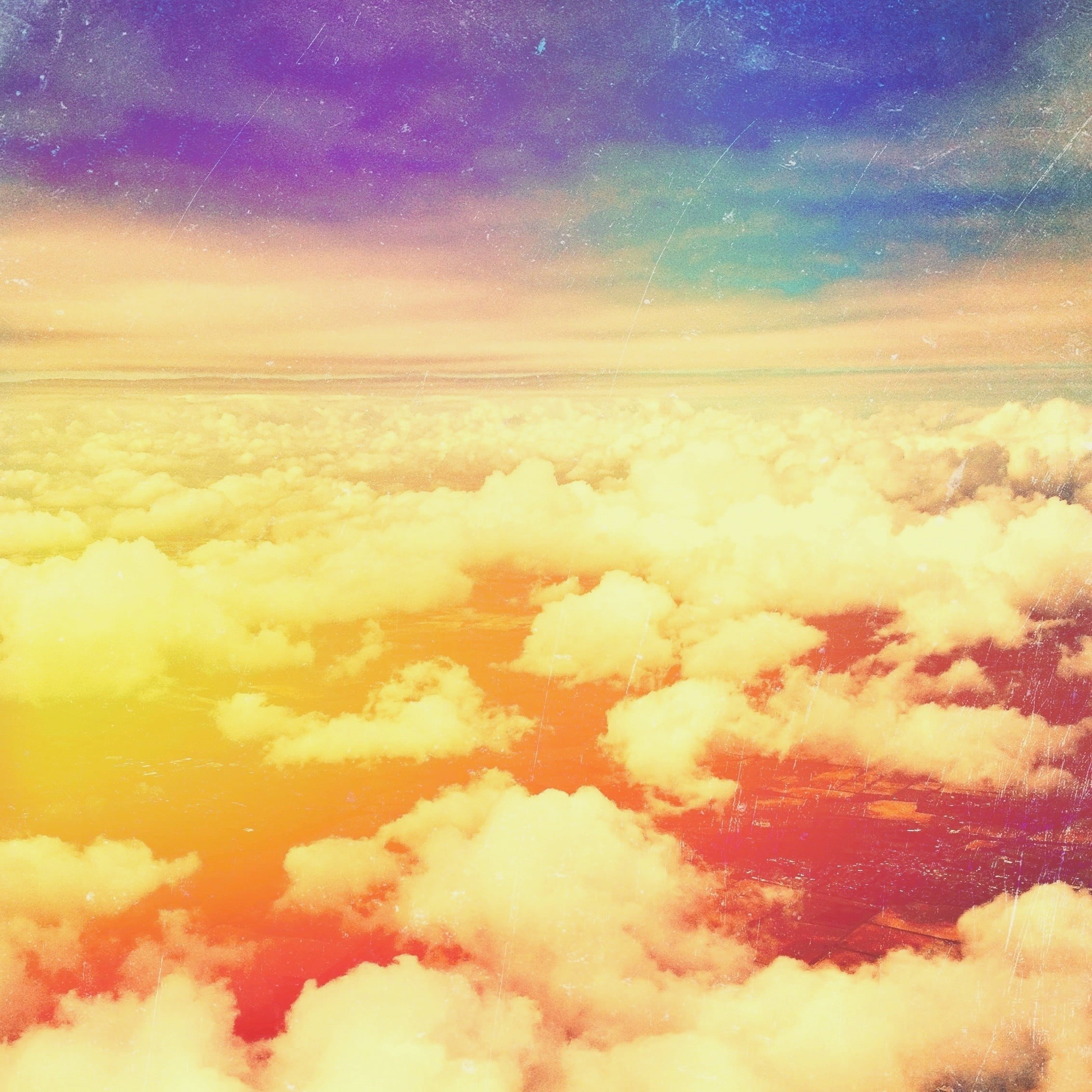sky, colours, tranquil scene, tranquility, orange color, idyllic, sunset, picture, multi colored, abstract, sunlight, clouds, color, no people, cloudy, Phone HD Wallpaper