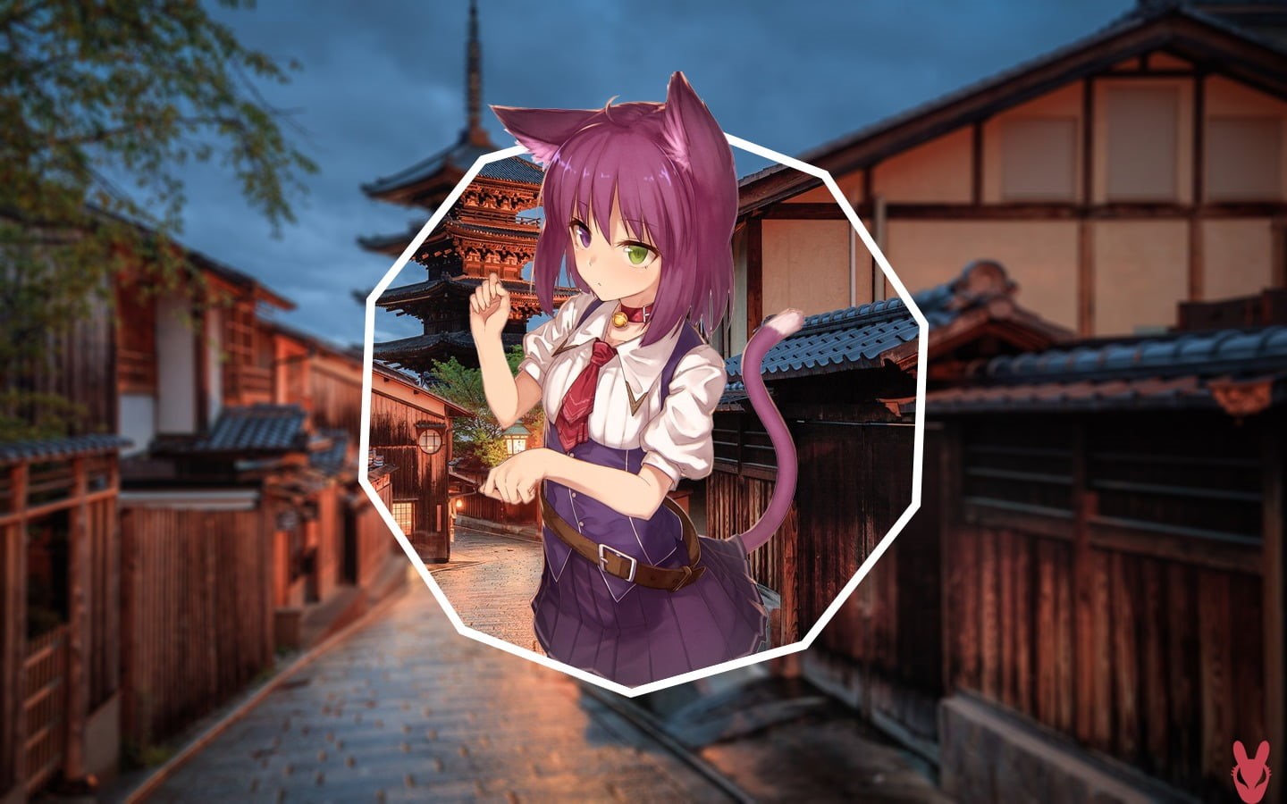 women, cat girl, built structure, focus on foreground, one person, picture-in-picture, young adult, hairstyle, building exterior, anime, leisure activity, HD Wallpaper
