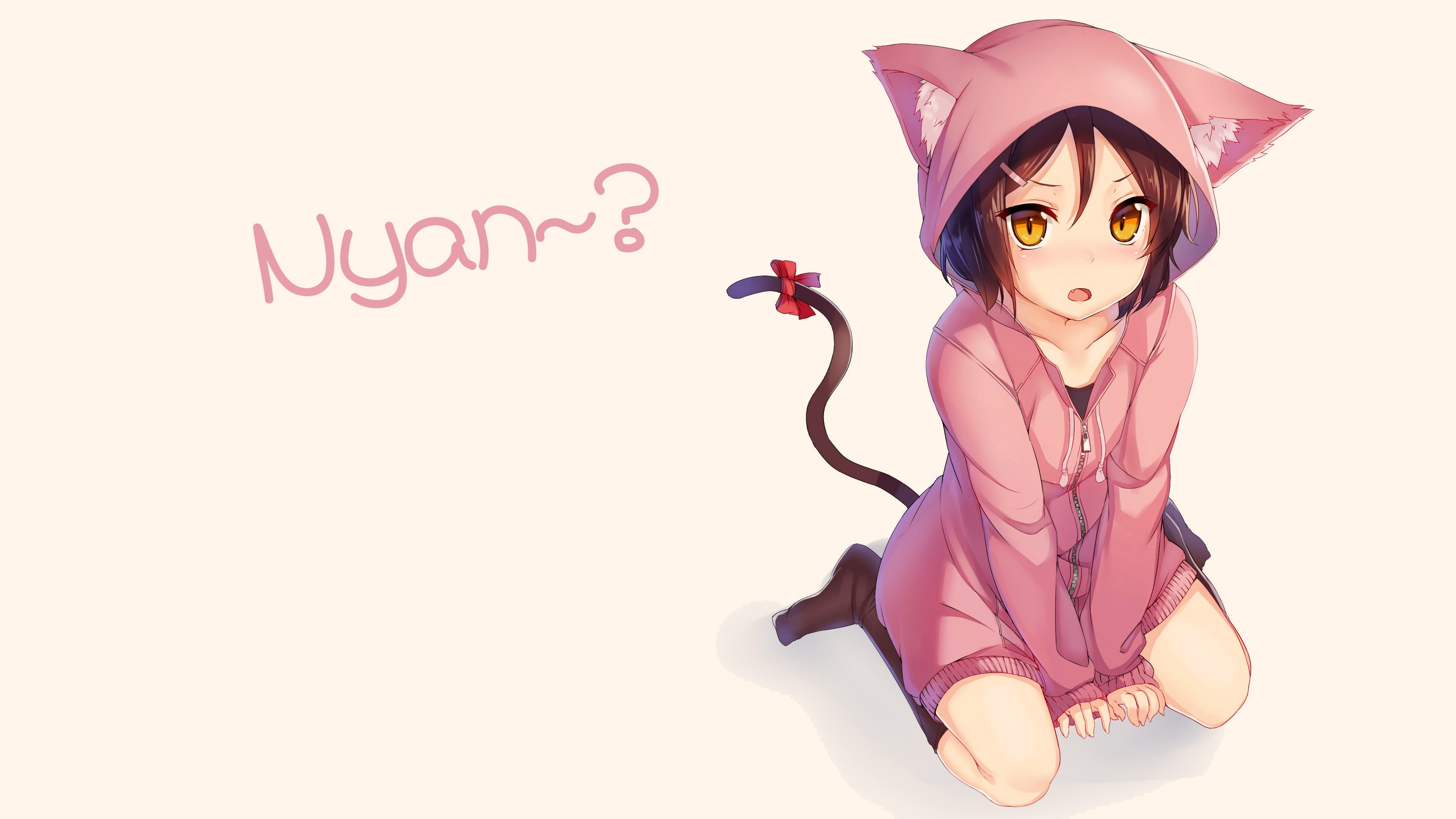 full length, pink color, white background, nekomimi, fashion, art and craft, beautiful woman, hoods, emotion, beauty, indoors, looking at camera, purple, HD Wallpaper
