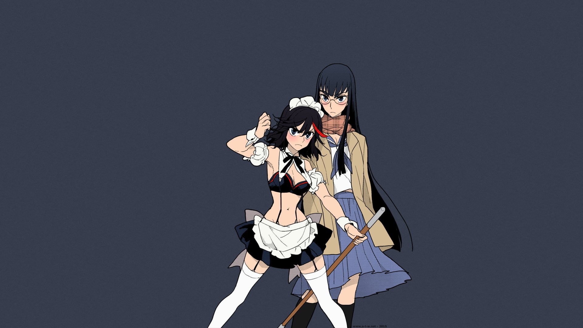 school uniform, women, 1080P, yuri, short hair, fashion, adult, holding, schoolgirl, long hair, people, pinki, short skirt, couple - relationship, studio shot, HD Wallpaper