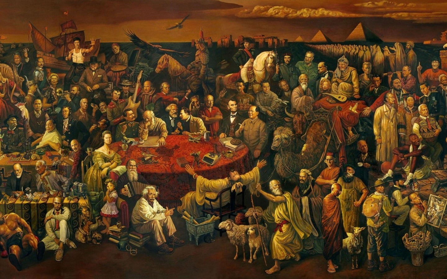 Marlon Brando, Prince Charles, Vladimir Lenin, Abraham Lincoln, Socrates, 720P, Discussing the Divine Comedy with Dante, Winston Churchill, Karl Marx, HD Wallpaper