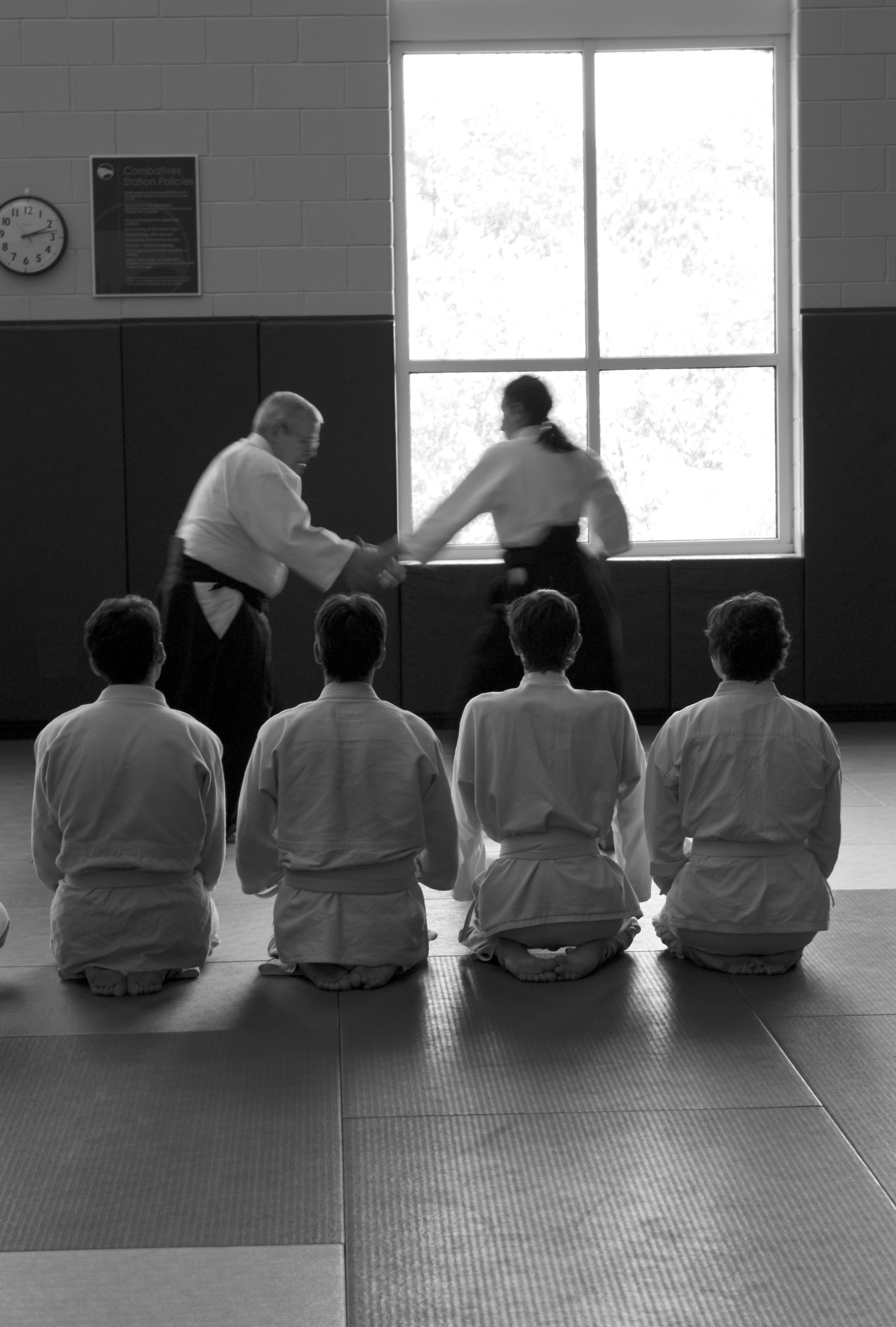 men, sitting, aikido, women, 4K, self-defense, religion, inside, togetherness, rear view, hand, adult, exercising, front, martial arts, group of people, Phone HD Wallpaper