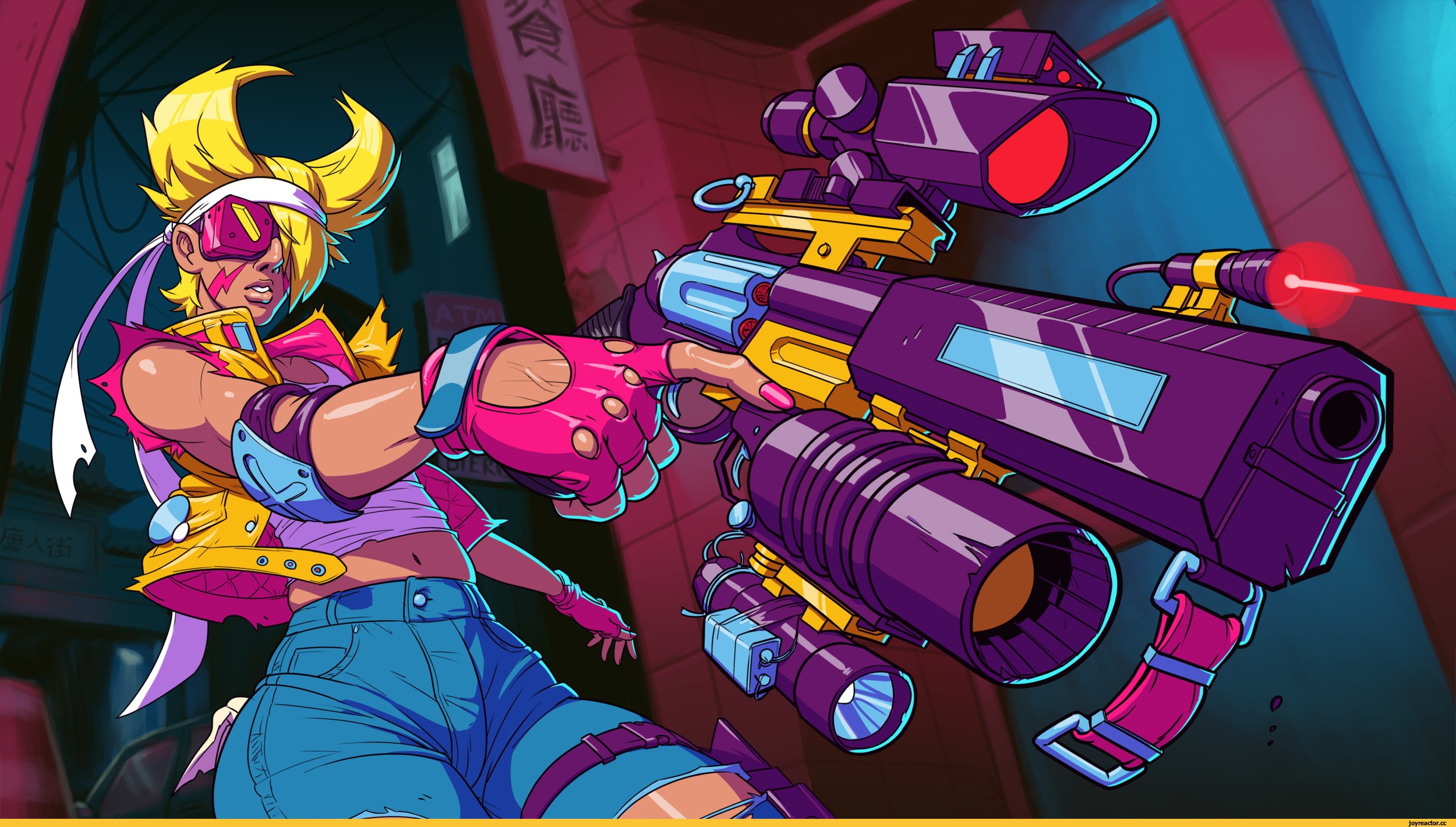 weapon, digital art, futuristic, cyberpunk, shooting, 1080P, fantasy girl, women, HD Wallpaper