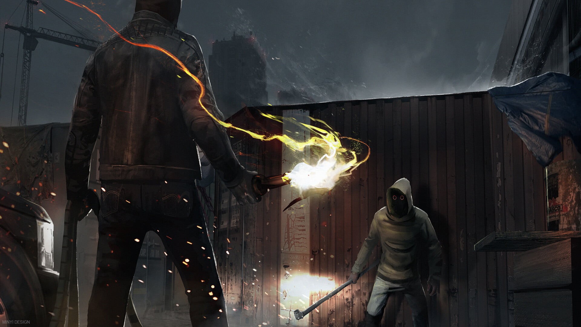 Molotov Cocktail, Crowbar, Sci Fi, 1080P, Battle, HD Wallpaper