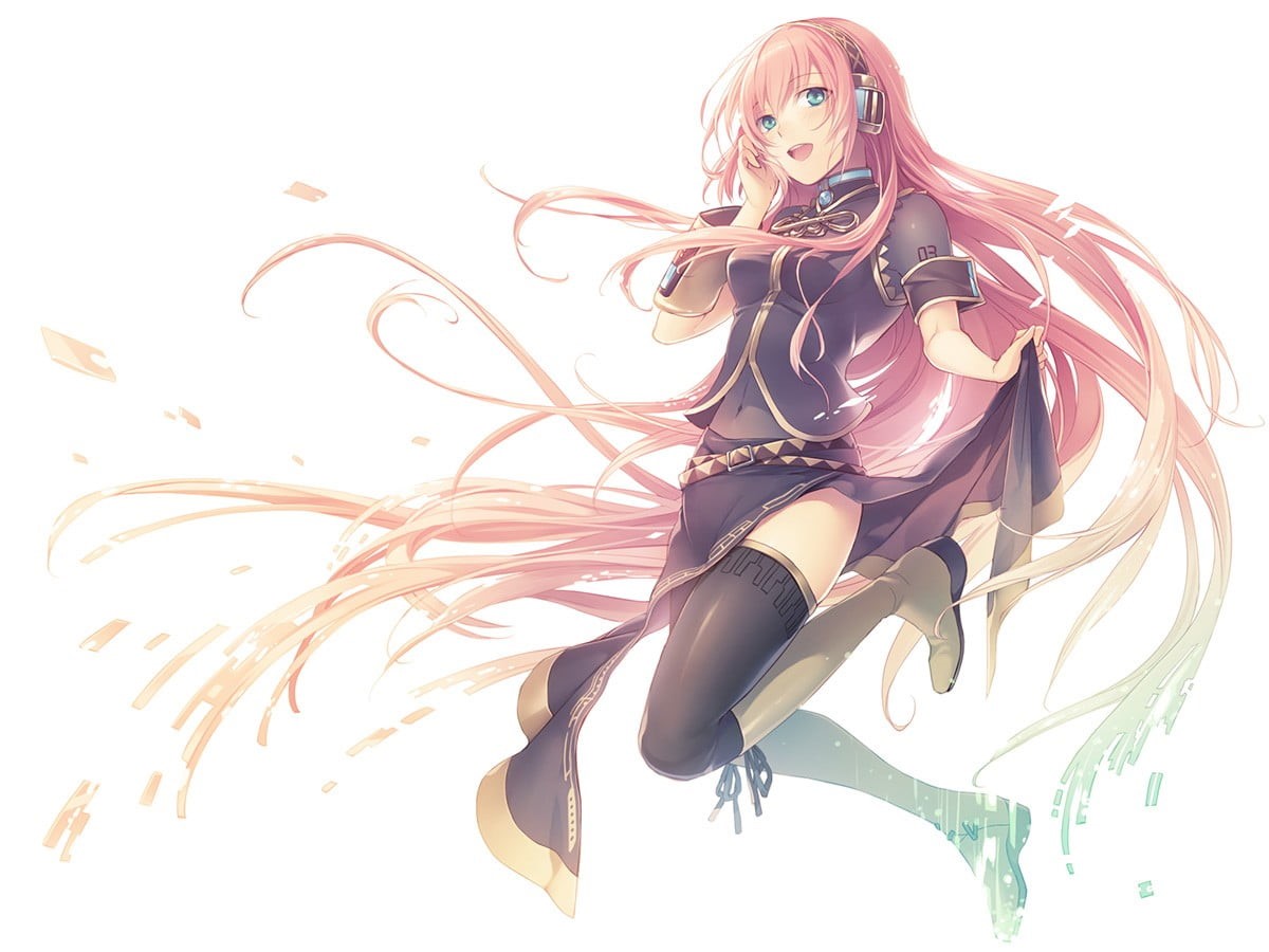 headphones, portrait, girl, looking at camera, long hair, women, hair, pink hair, blond hair, anime, young women, character, anime girls, indoors, HD Wallpaper