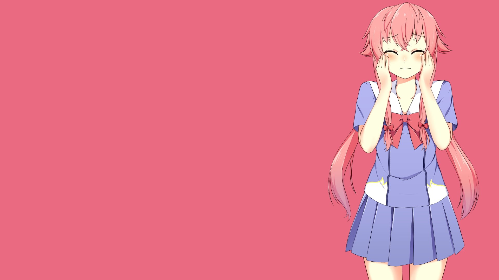 girls, pink, studio shot, females, portrait, young adult, Mirai Nikki, beautiful woman, 1080P, adult, women, dress, one person, fashion, human body part, HD Wallpaper