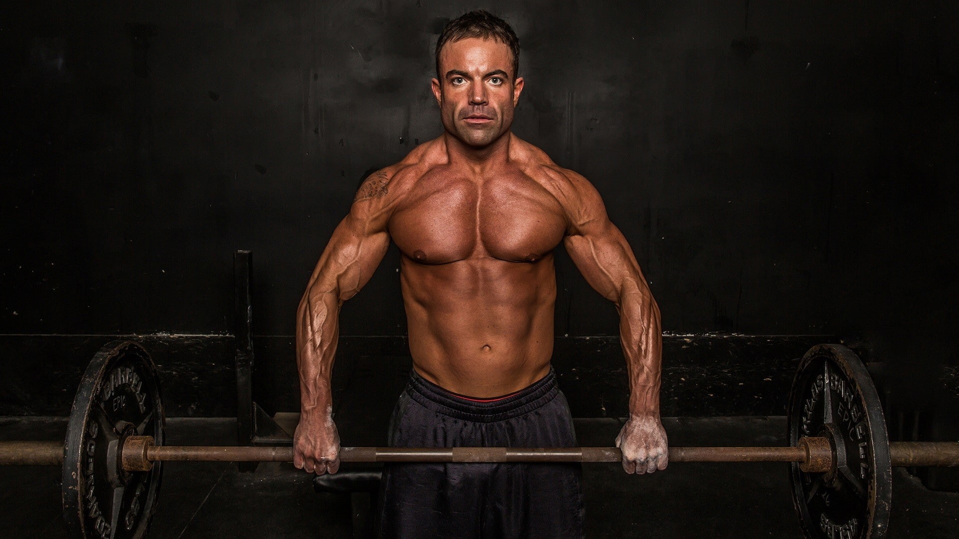1080P, men, muscles, barbell, sports, 1920x1080, abs, HD Wallpaper