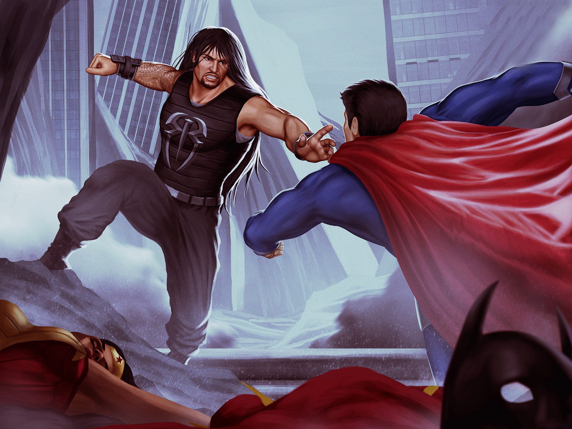 Punch, 1080P, Roman Reigns, Superman, HD Wallpaper
