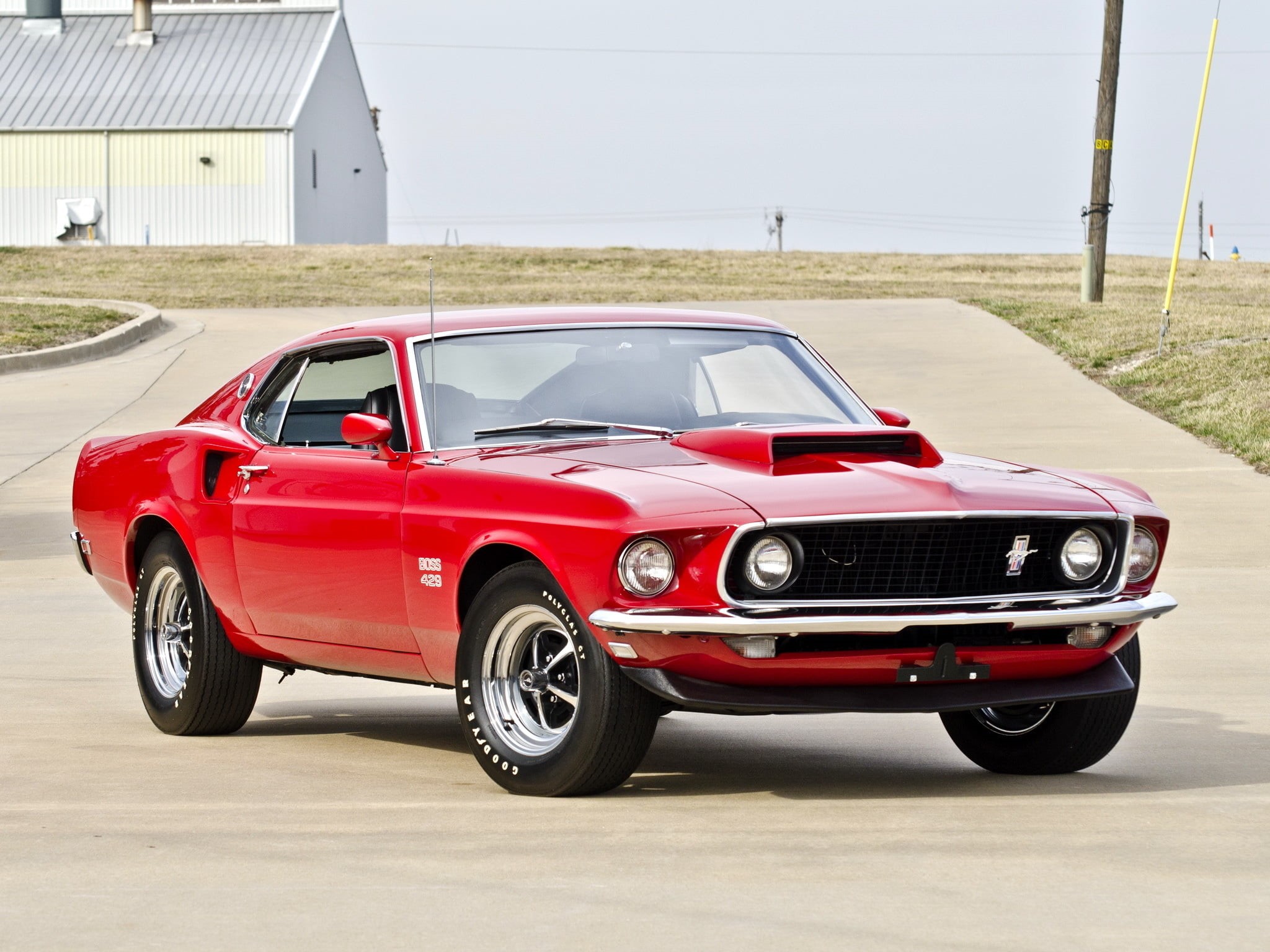 outdoors, old, copy space, shiny, land Vehicle, 1969, coupe, modern, day, 429, convertible, ford, headlight, old-fashioned, driving, car, front View, chrome, HD Wallpaper