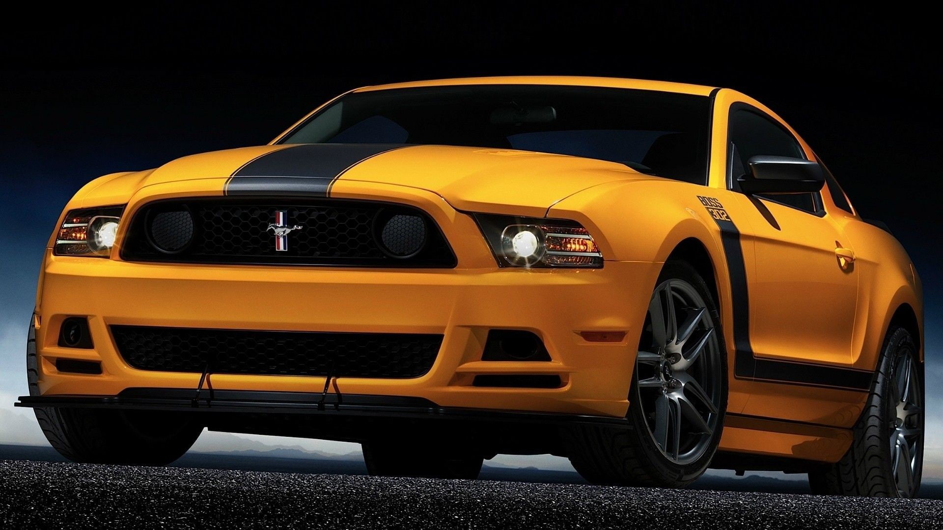 land vehicle, architecture, 1080P, boss 302, street, yellow taxi, mode of transportation, wheel, motor vehicle, taxi, Ford Mustang, car, retro styled, HD Wallpaper