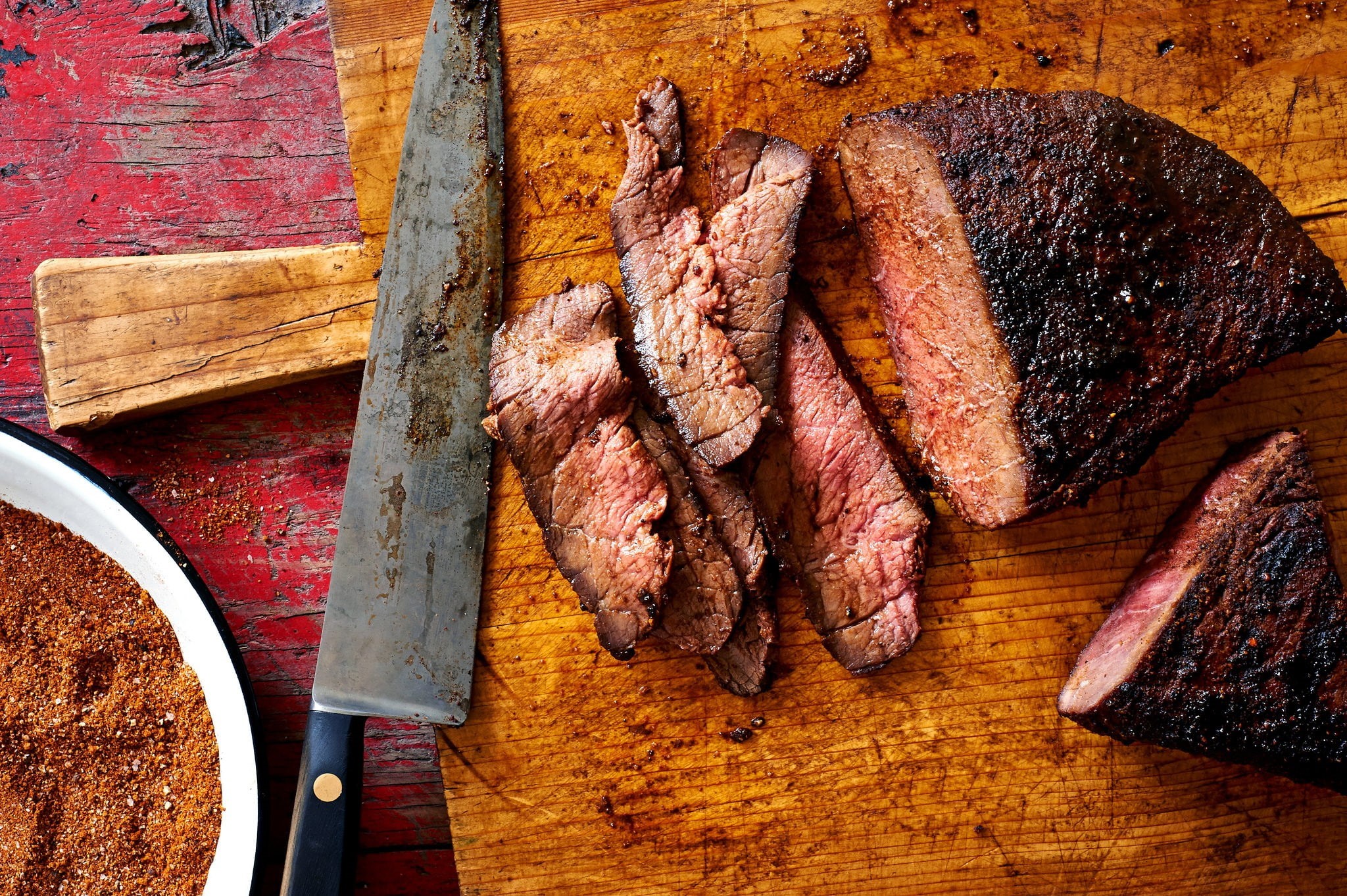 no people, meat, kitchen knife, barbecue, 1080P, ready-to-eat, food, close-up, knife, food and drink, beef, table, still life, death, red meat, cow, animals, HD Wallpaper